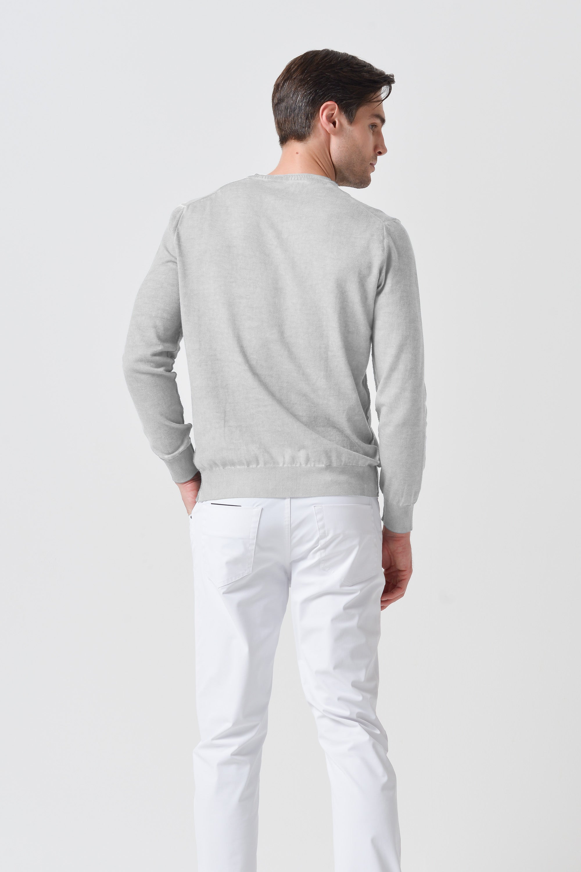 Maglia Scollo-V Cotone - Marmo