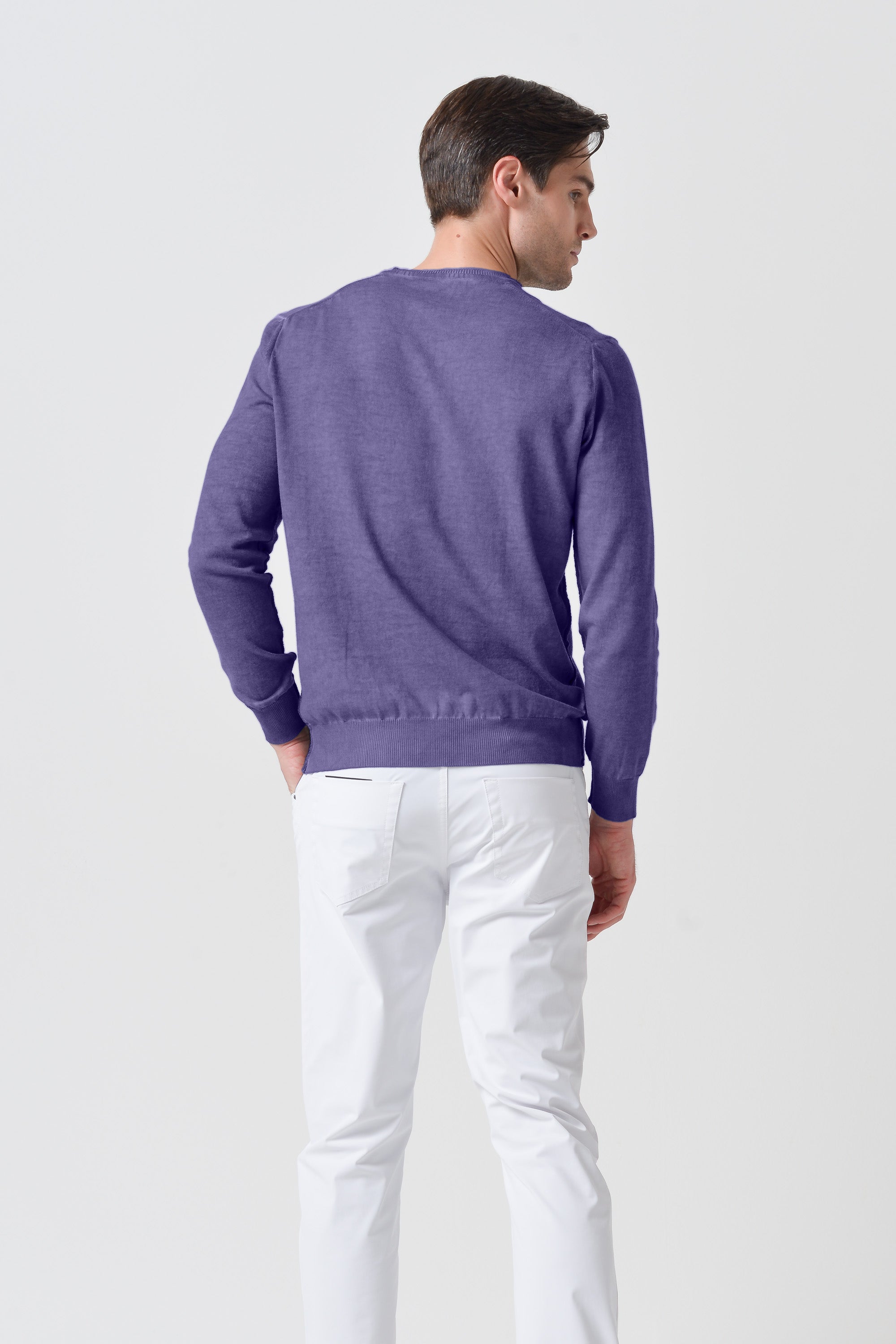 Maglia Scollo-V Cotone - Mirtillo