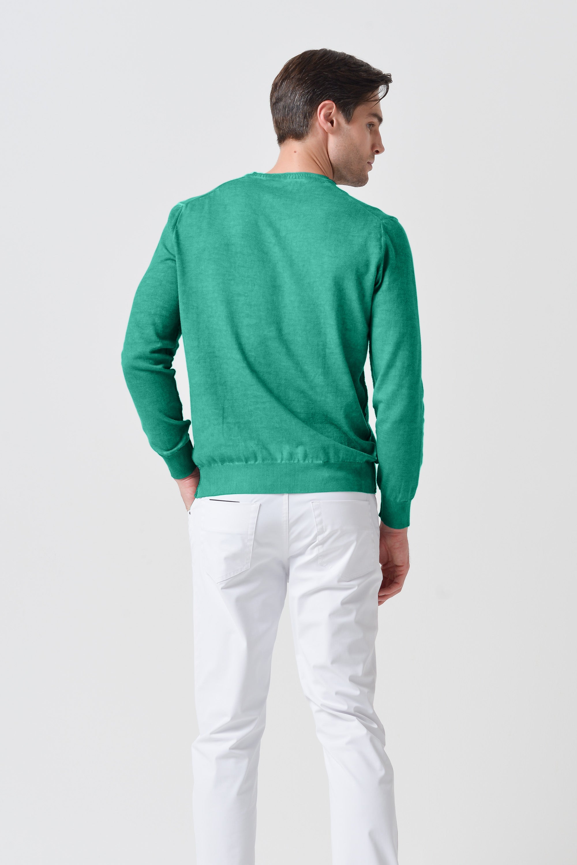 Maglia Scollo-V Cotone - Smeraldo