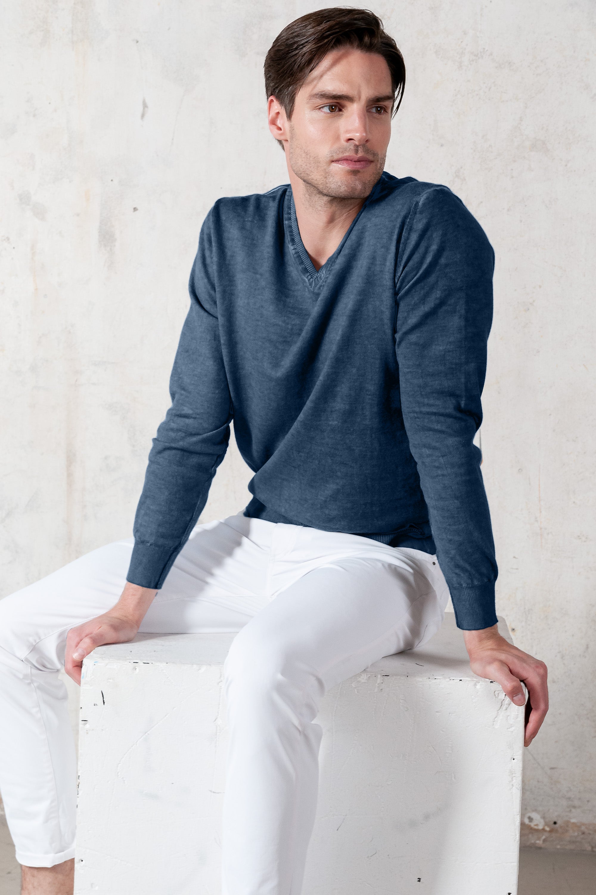 Scollo-V Cotone - Jeans