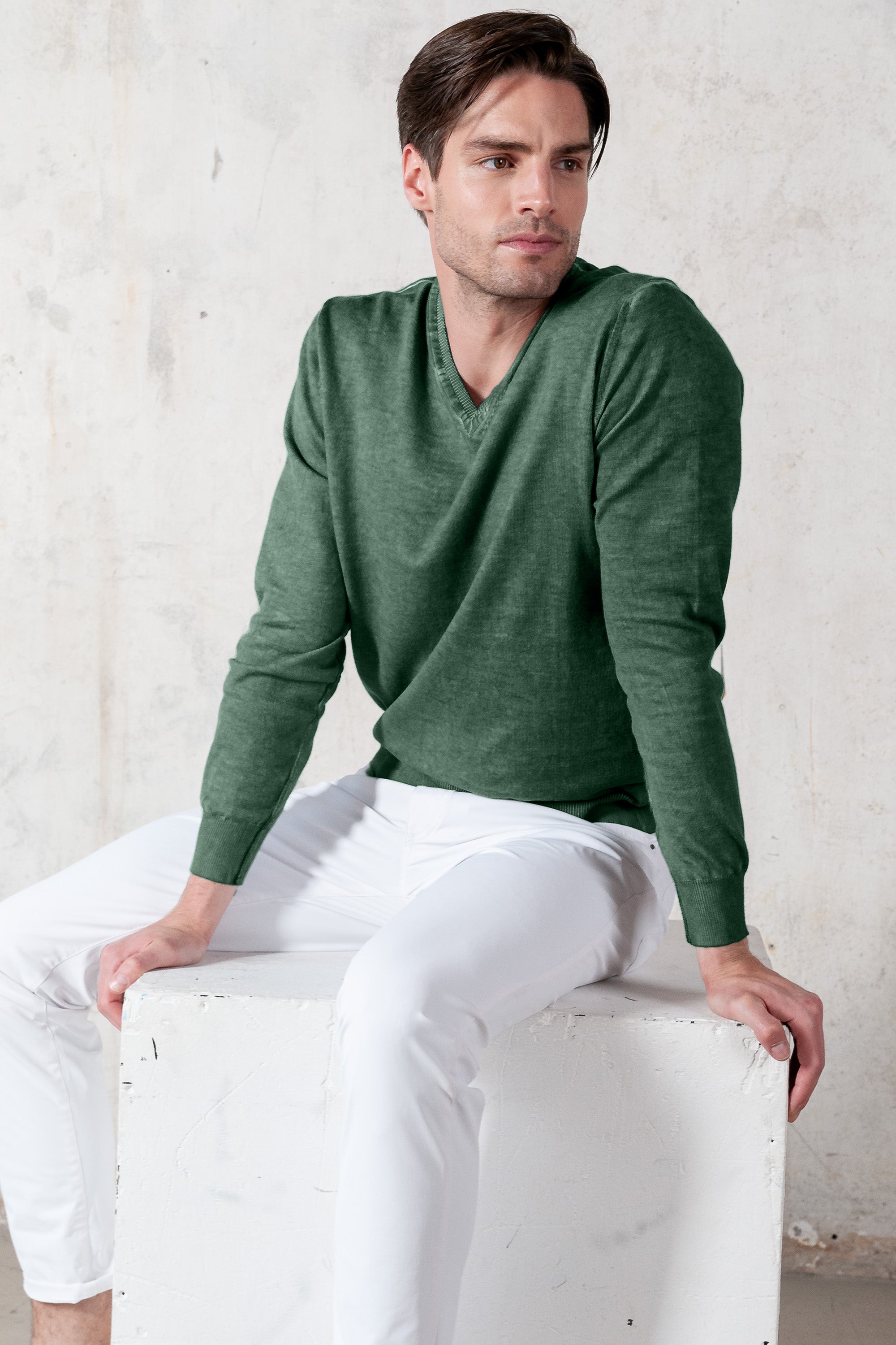 Scollo-V Cotone - Ginepro