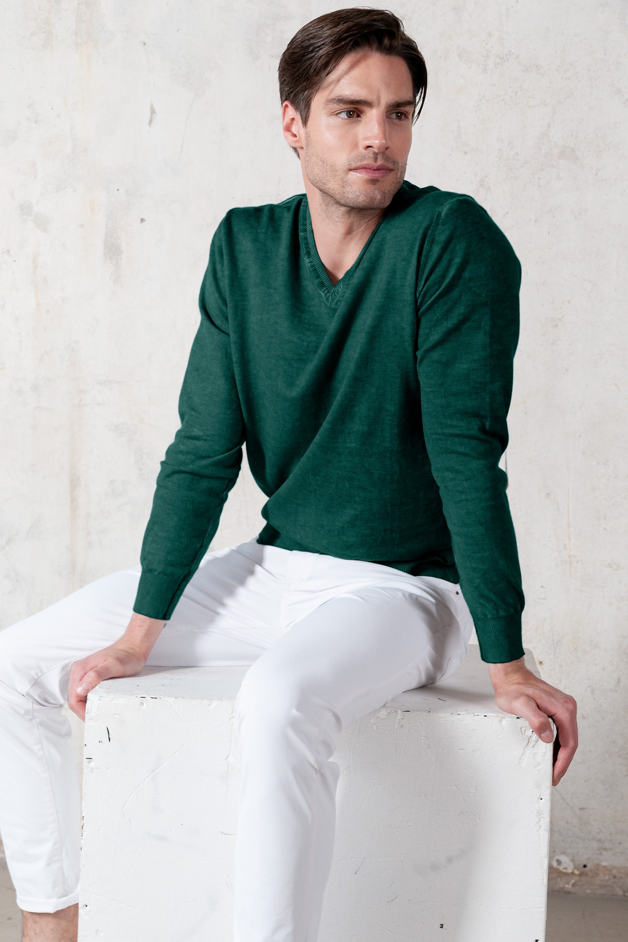 Maglia Scollo-V Cotone - Lagoon