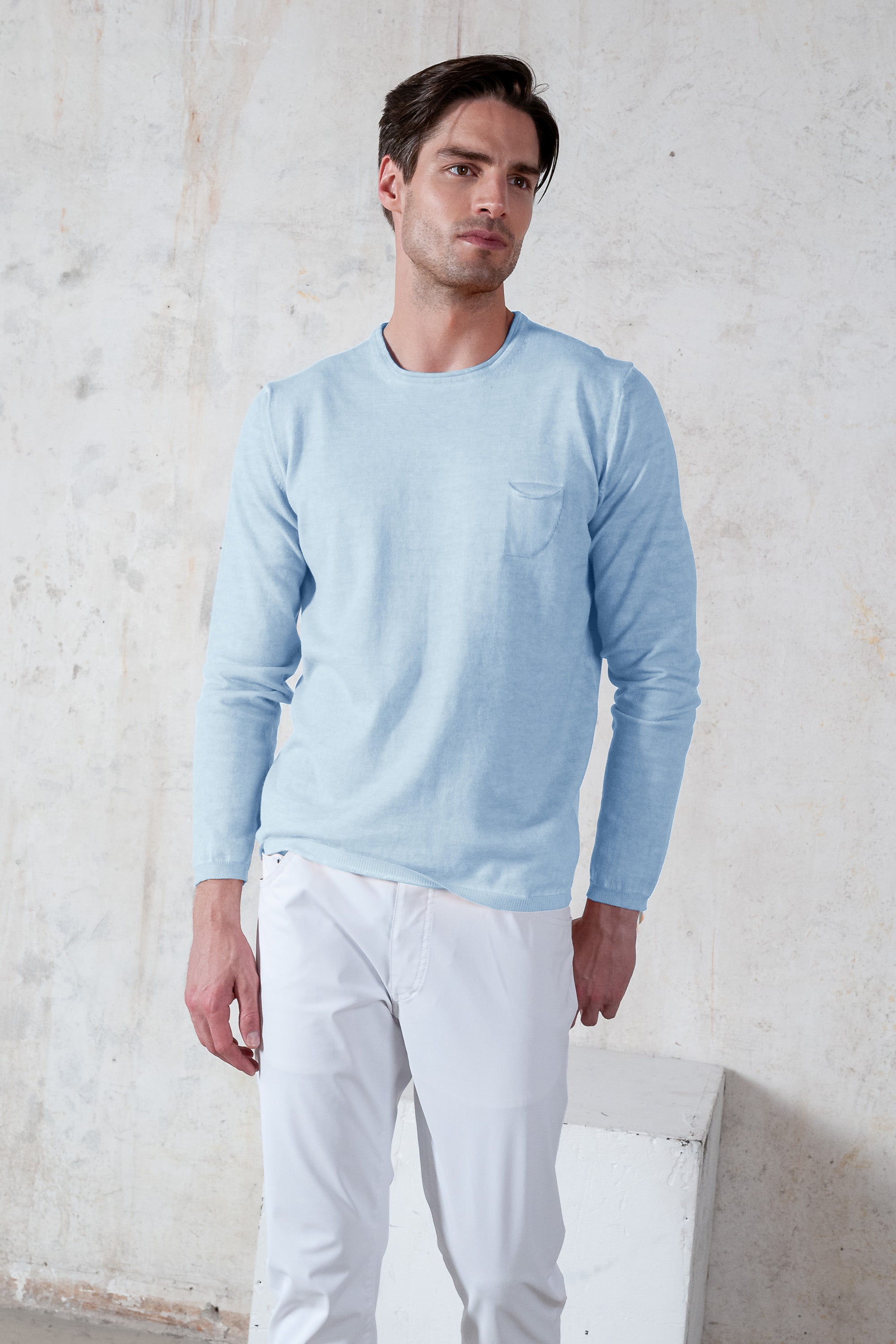 Rolled Hems Cotton Sweater - Aria