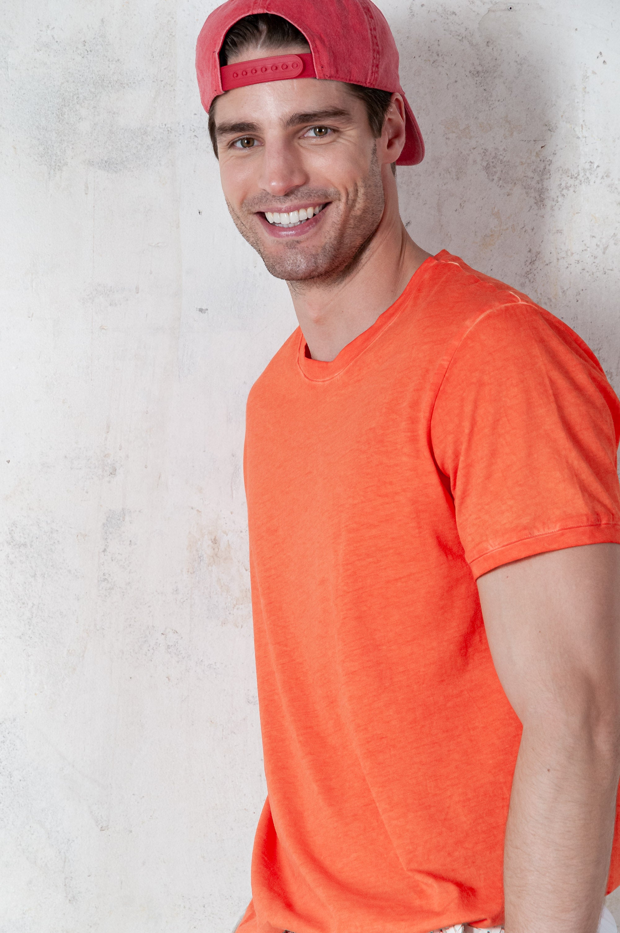 Smart Casual Cotton T-Shirt - Papaya