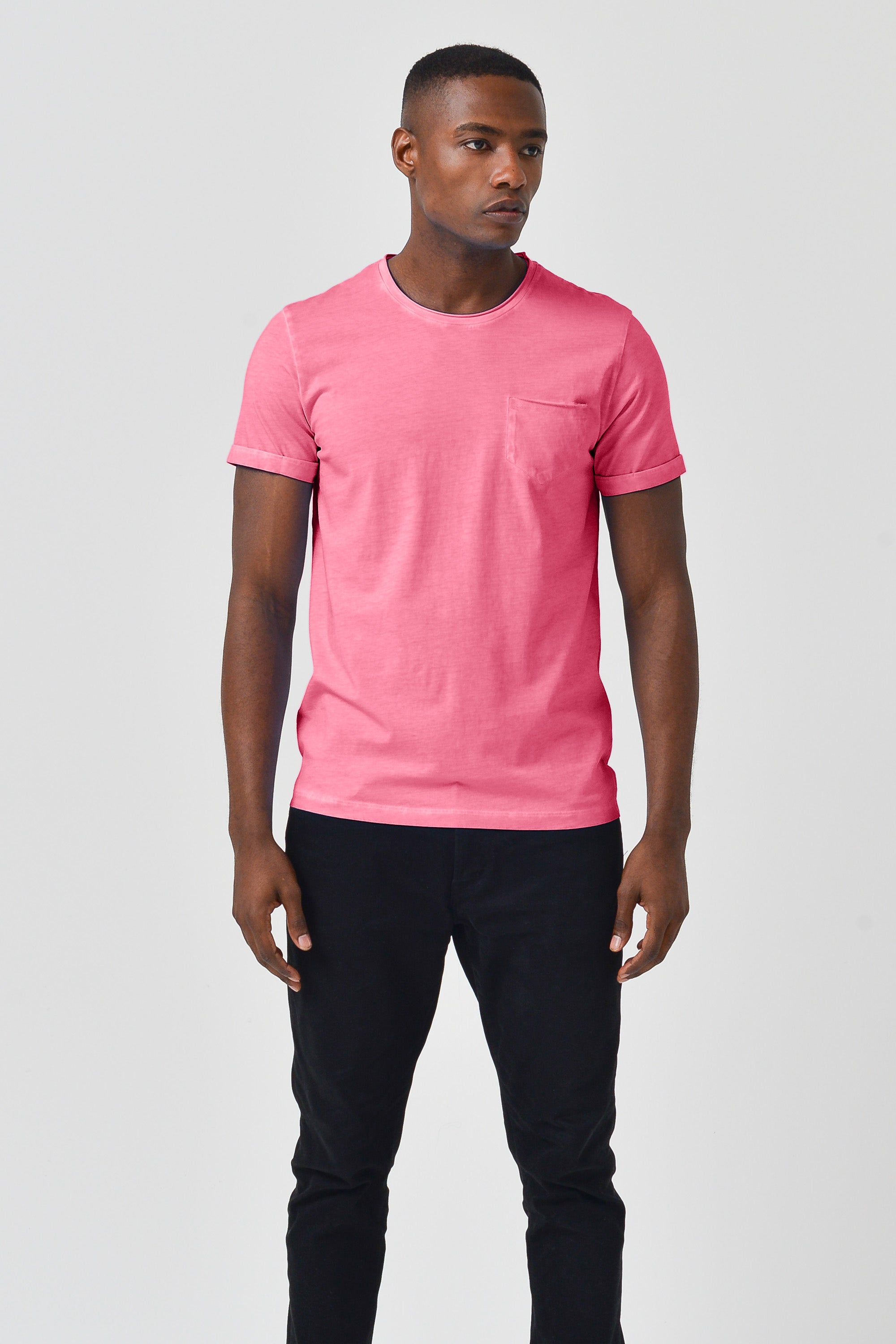 Plain Pocket Cotton T-Shirt - Azalea