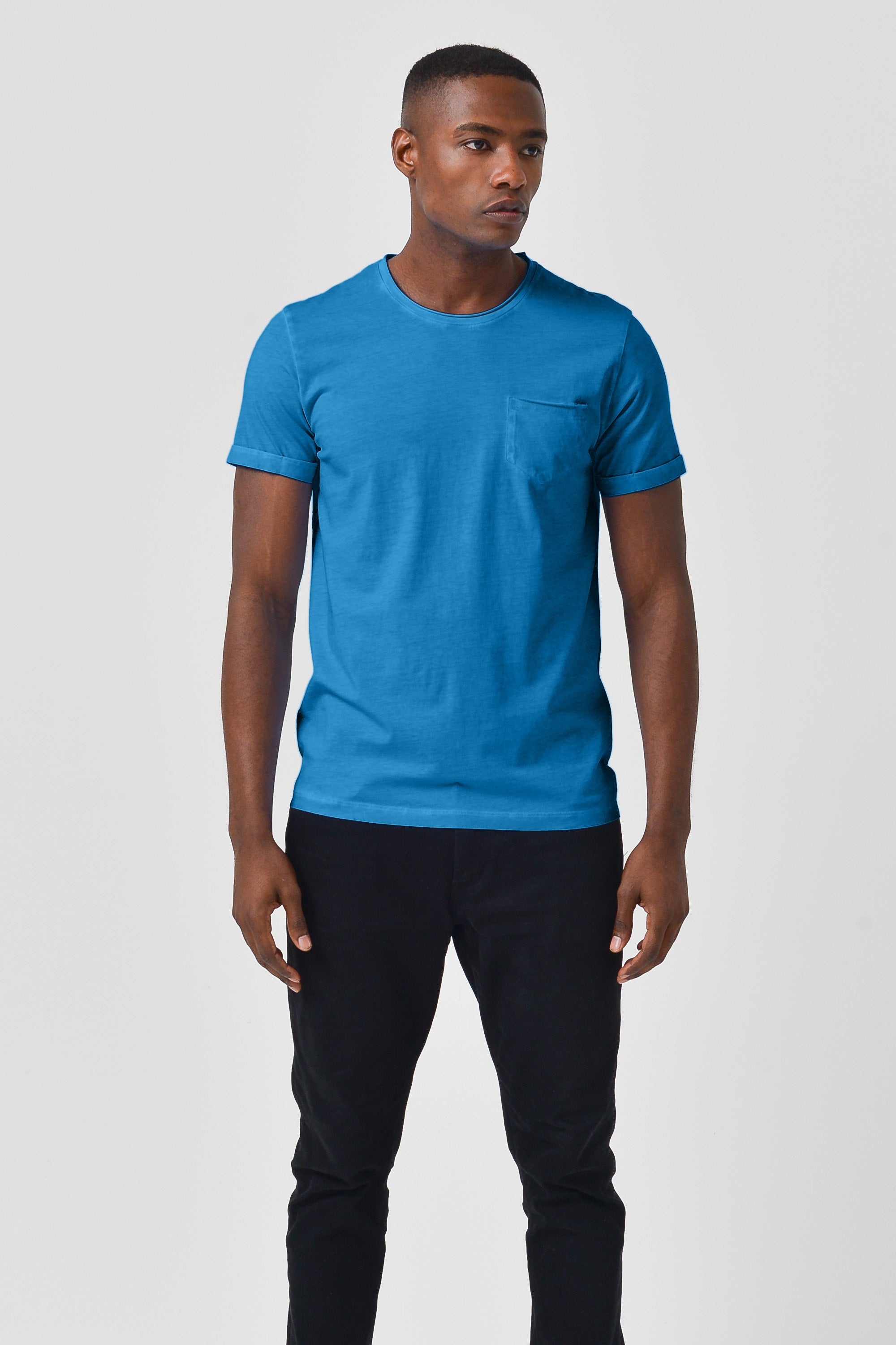 Plain Pocket Cotton T-Shirt - Mistral