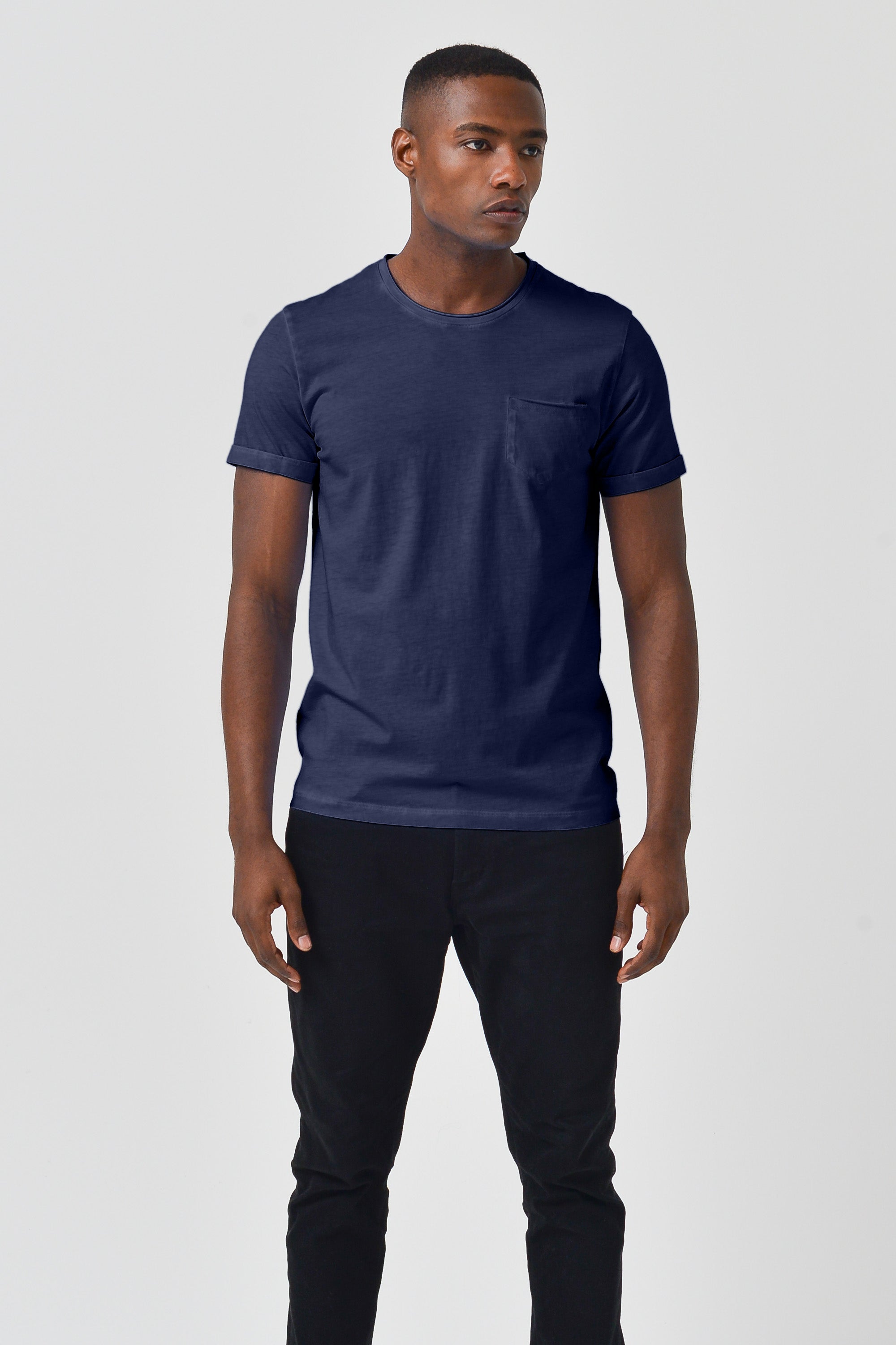 Plain Pocket Cotton T-Shirt - Navy