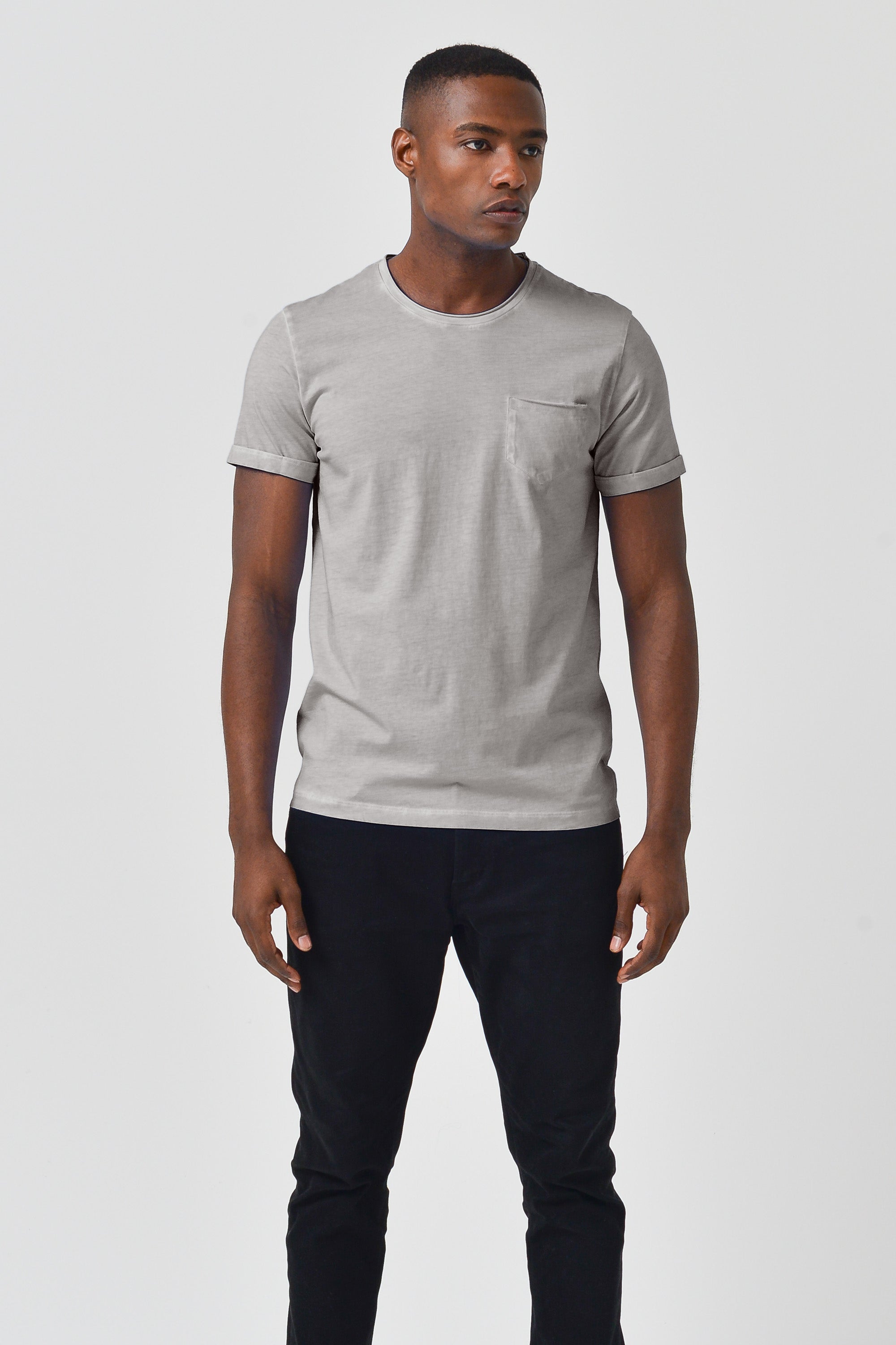 Plain Pocket Cotton T-Shirt - Steel