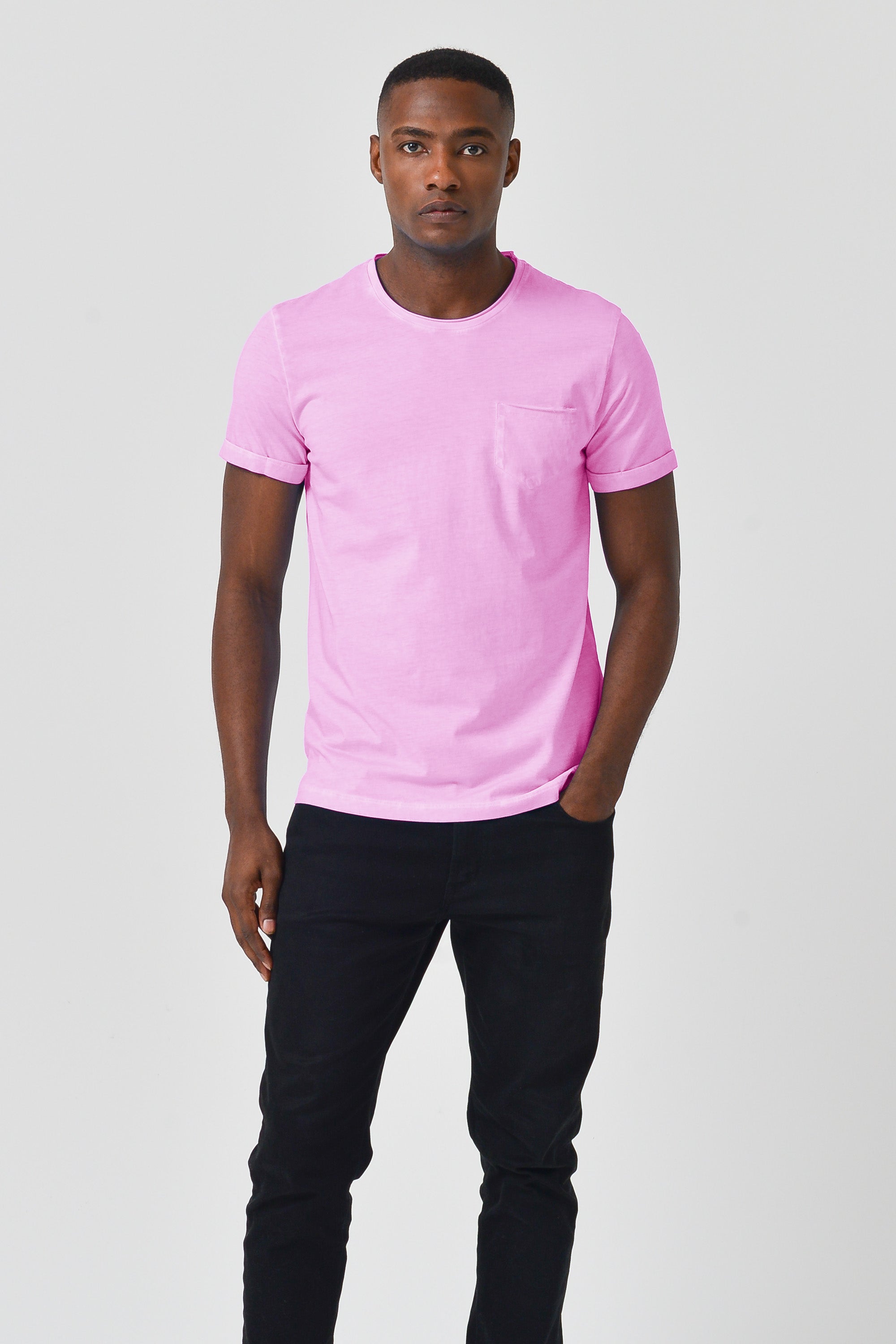 Plain Pocket Cotton T-Shirt - Candy