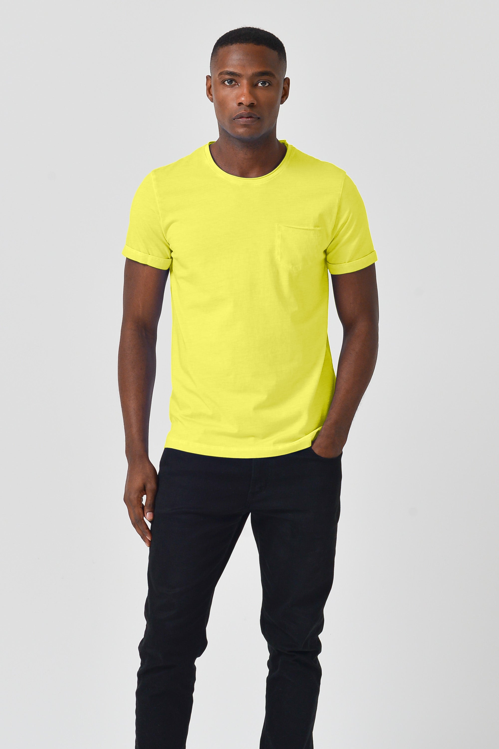 Plain Pocket Cotton T-Shirt - Lime