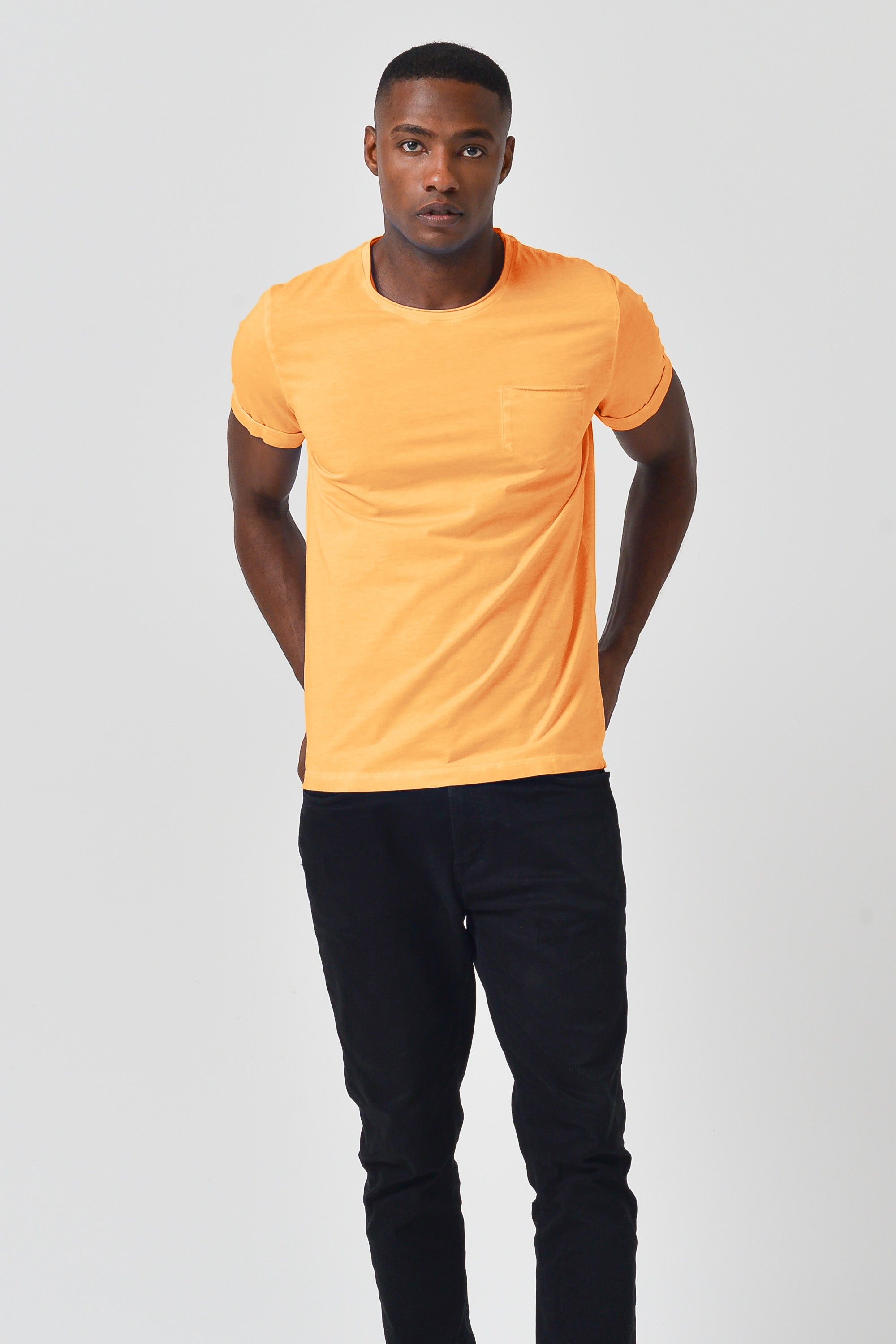 Plain Pocket Cotton T-Shirt - Apricot