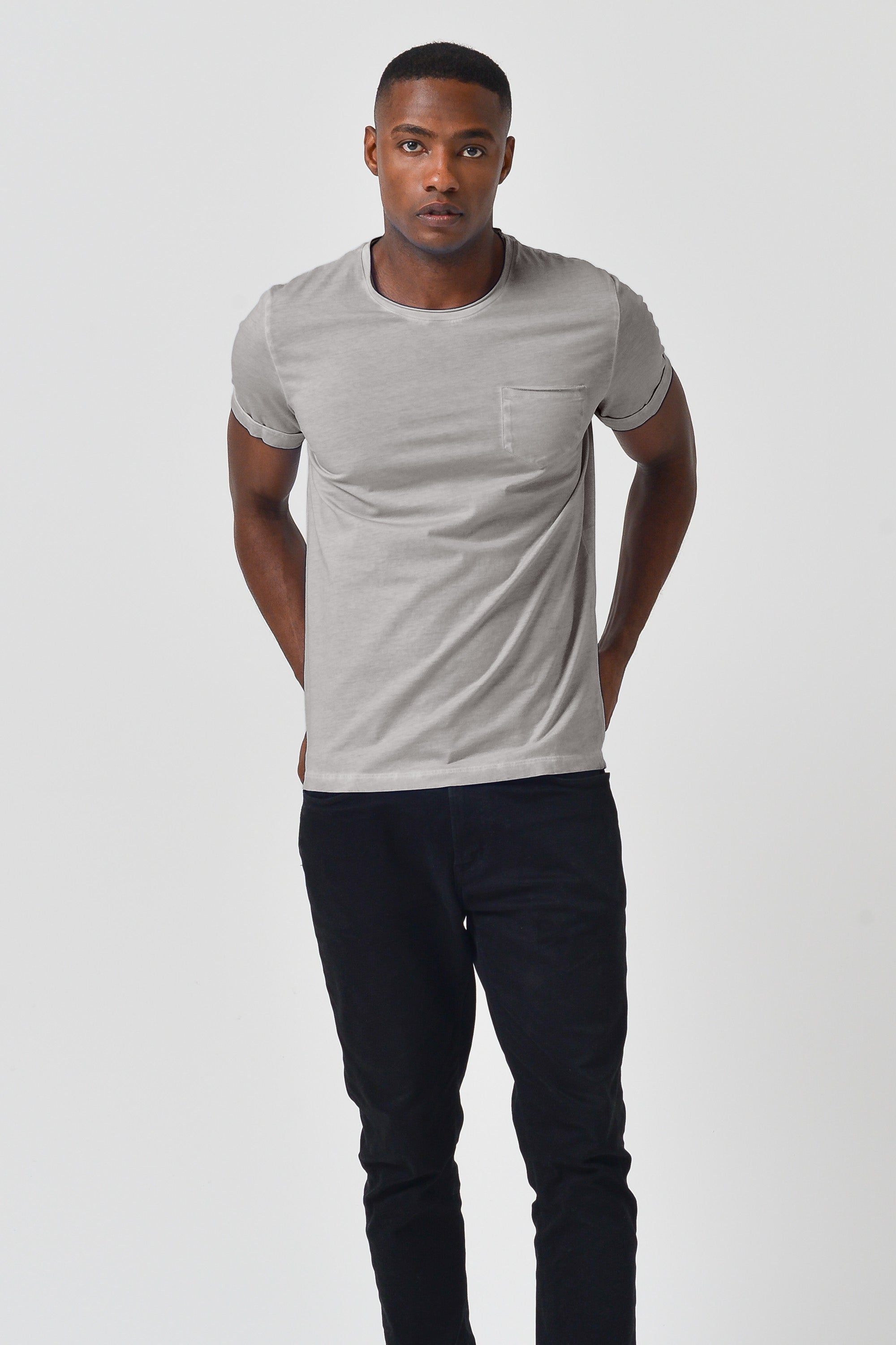 Plain Pocket Cotton T-Shirt - Steel