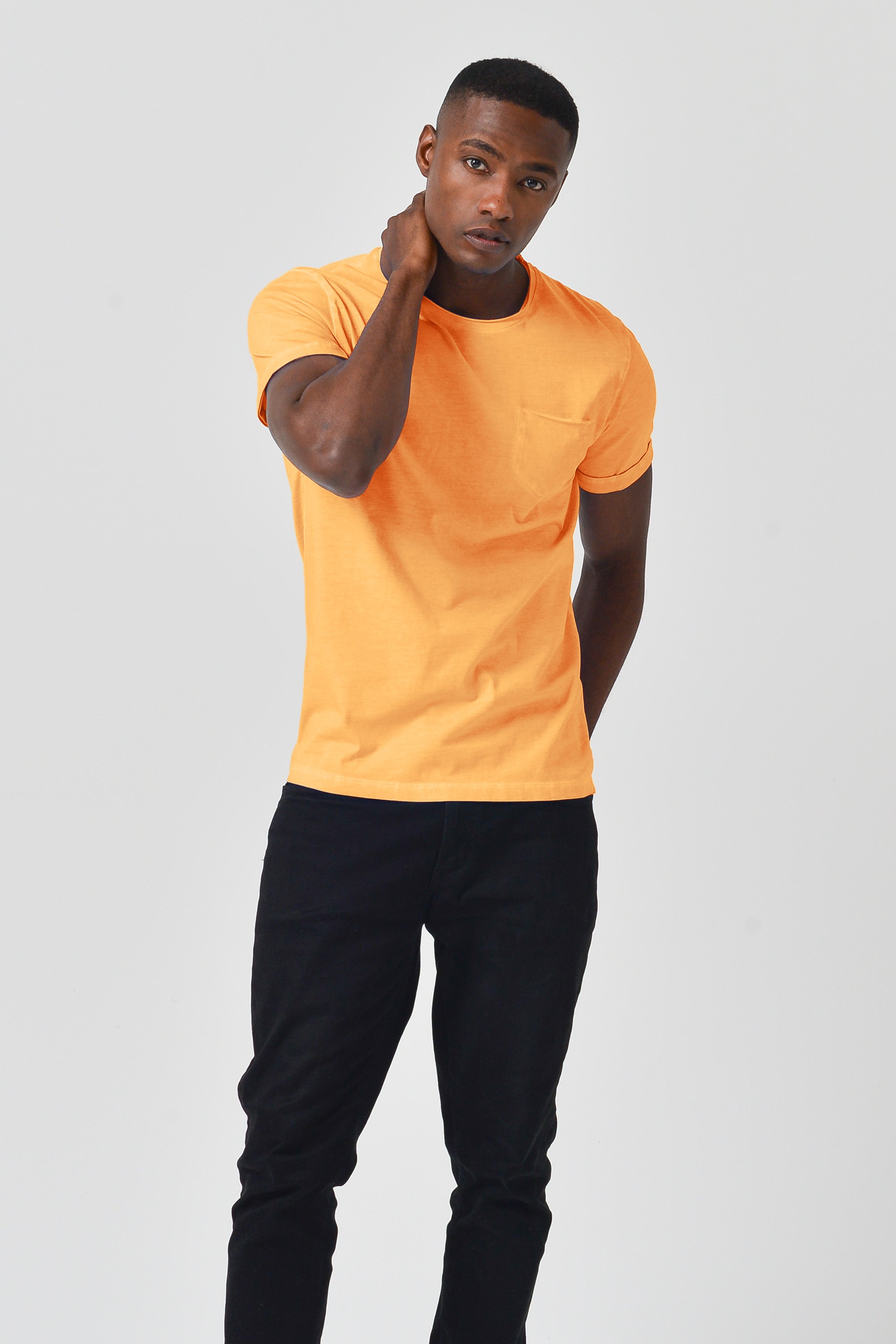 Plain Pocket Cotton T-Shirt - Apricot