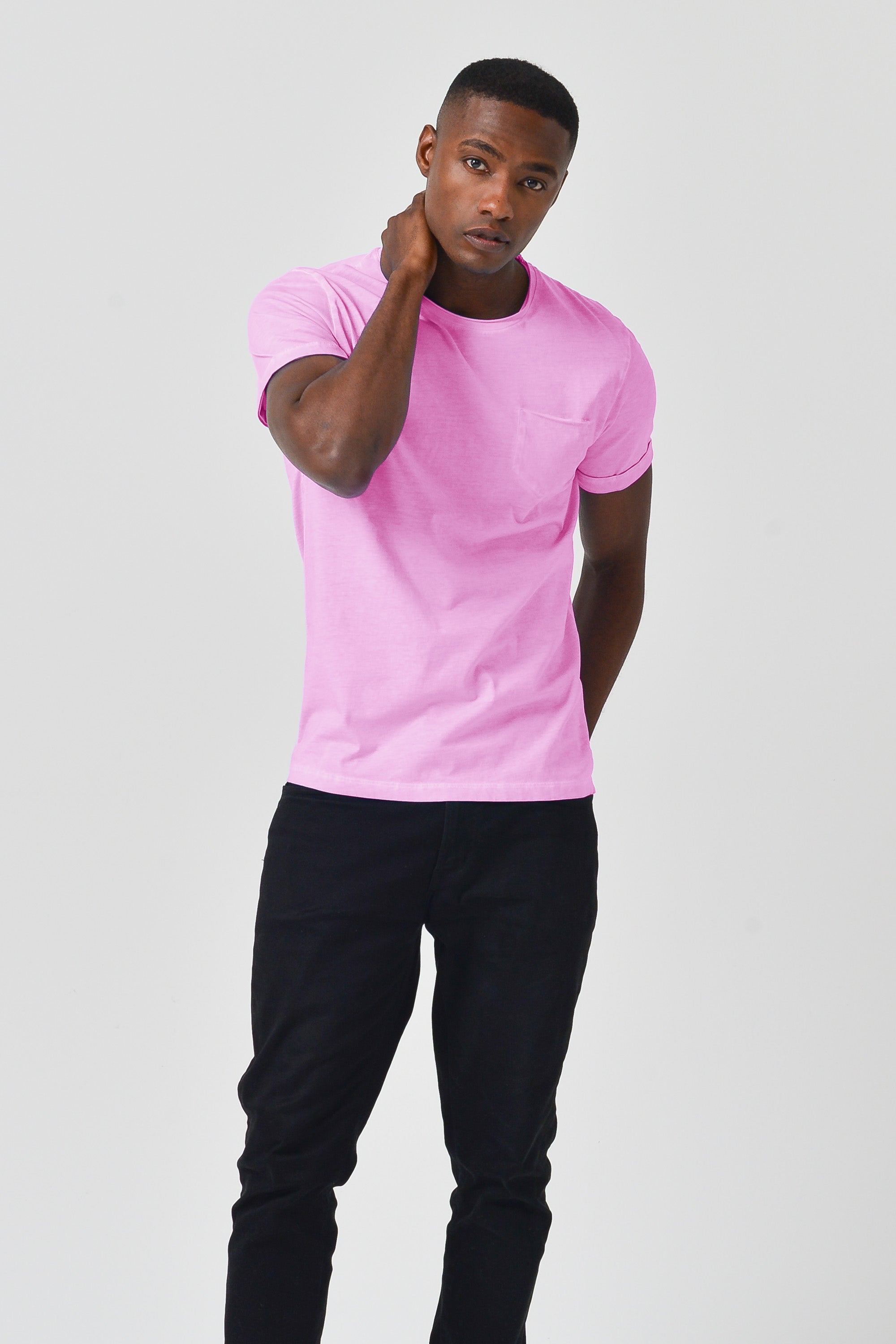 Plain Pocket Cotton T-Shirt - Candy