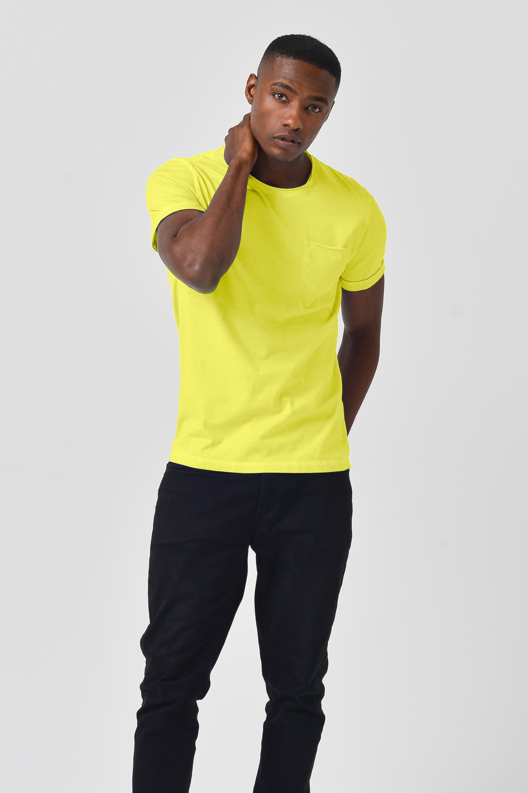 Plain Pocket Cotton T-Shirt - Lime