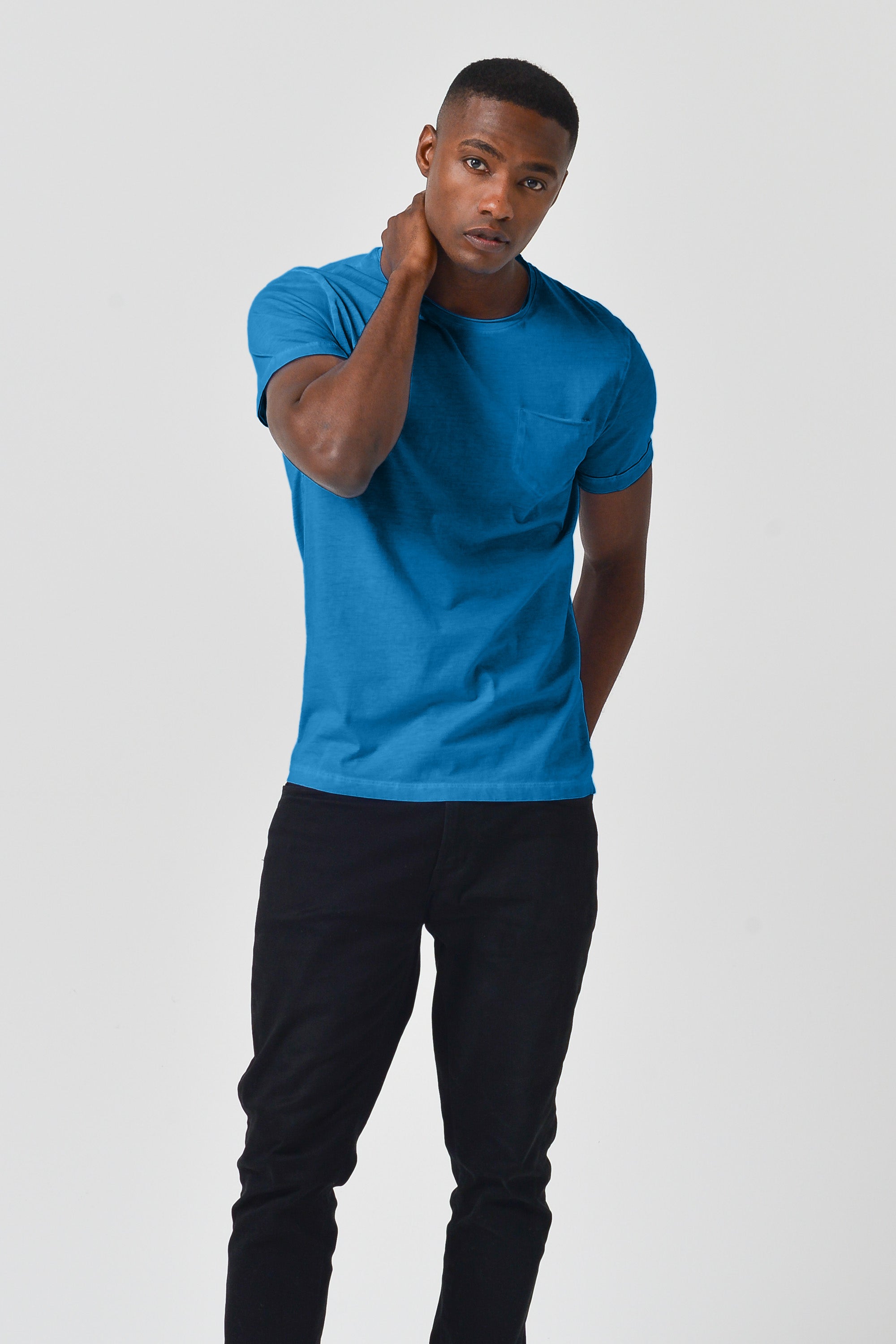 Plain Pocket Cotton T-Shirt - Mistral