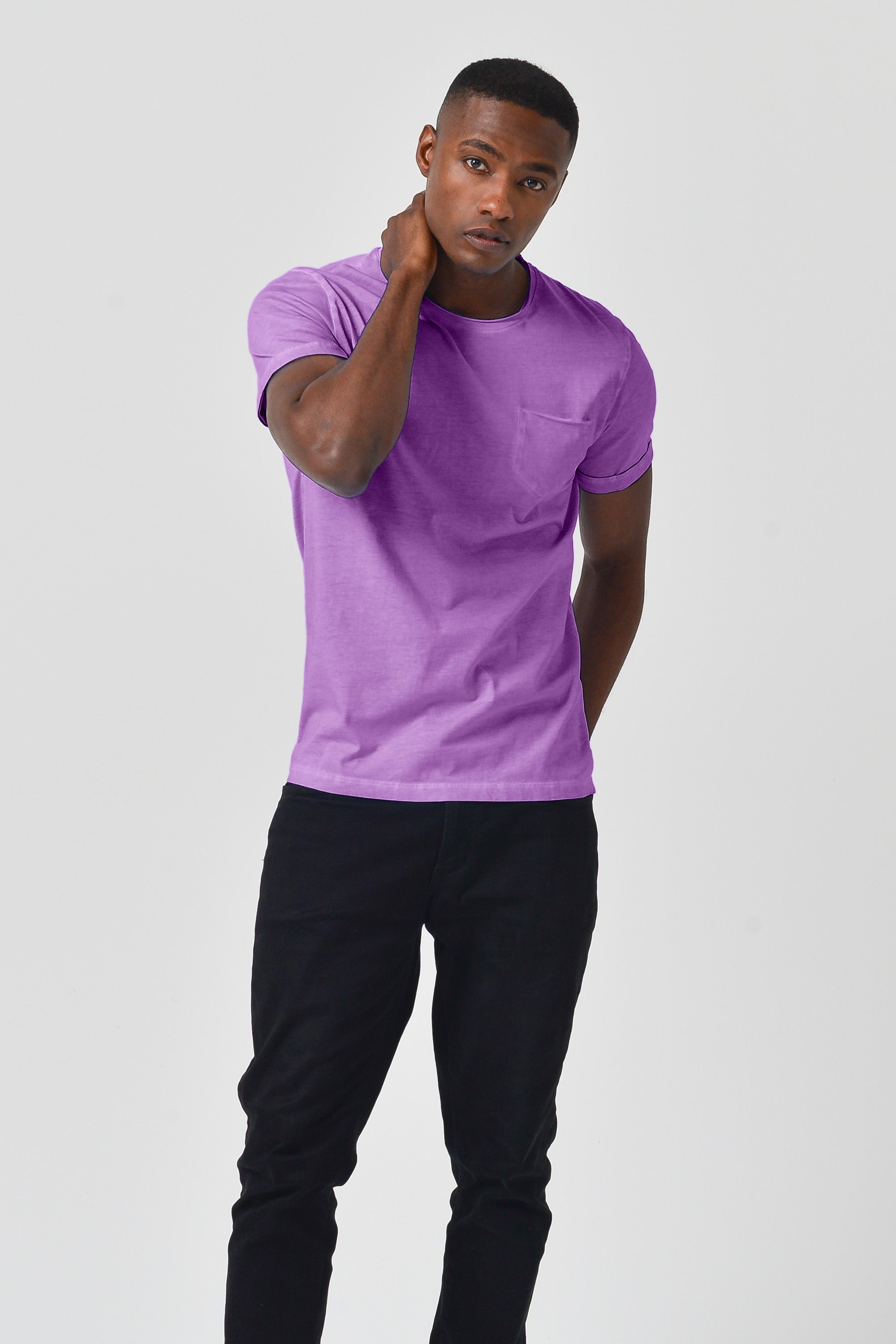 Plain Pocket Cotton T-Shirt - Morado