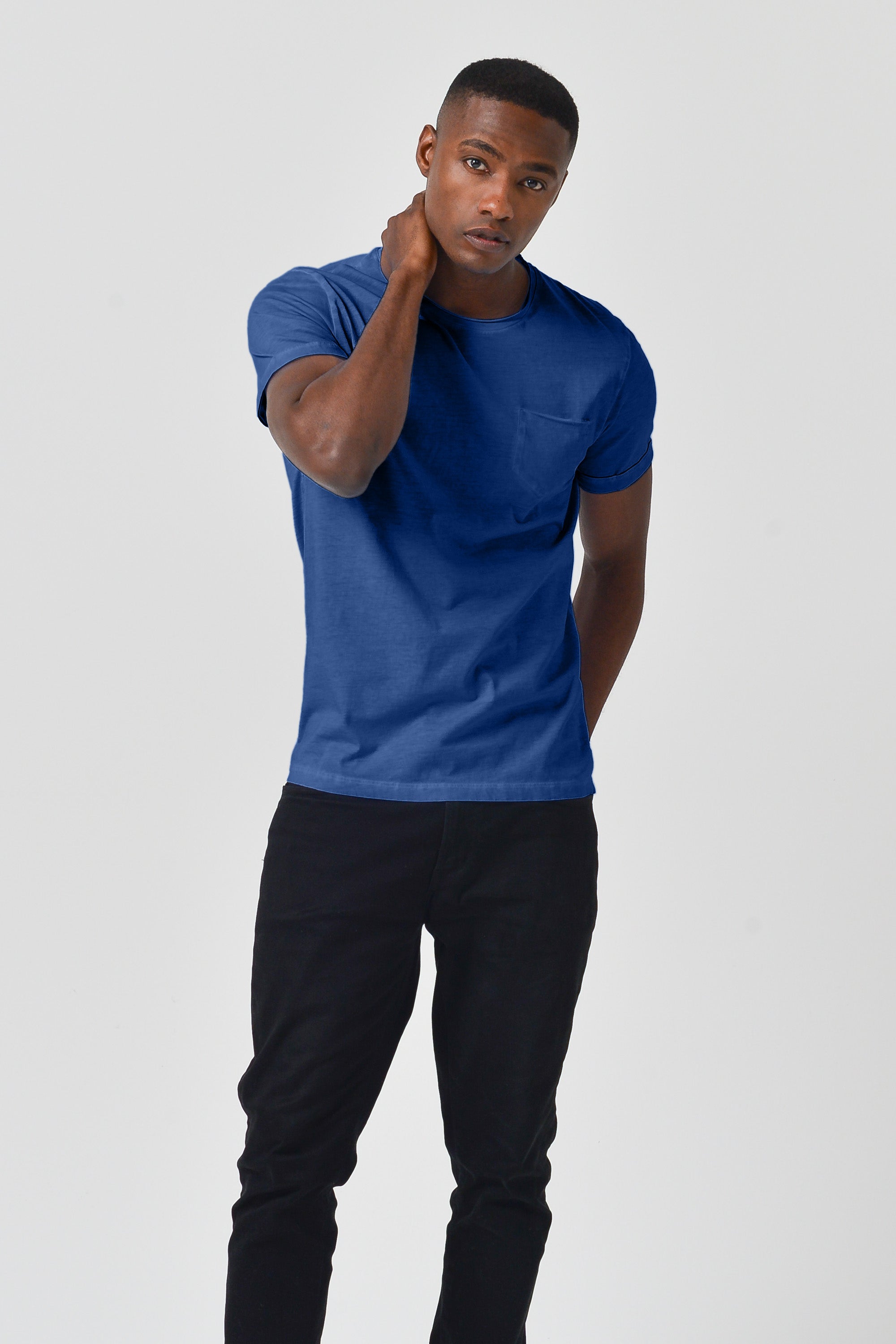 Plain Pocket Cotton T-Shirt - Pacific