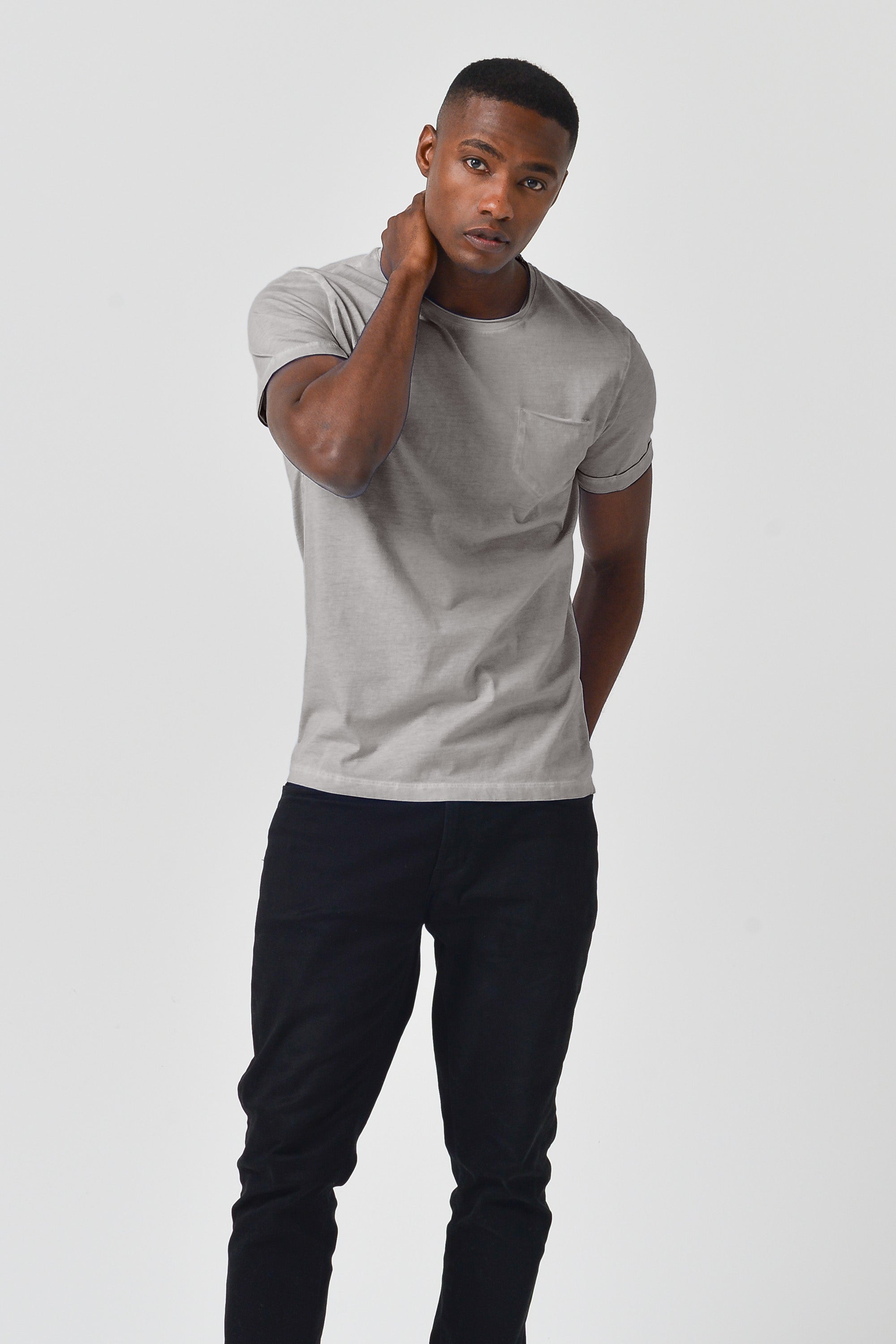 Plain Pocket Cotton T-Shirt - Steel