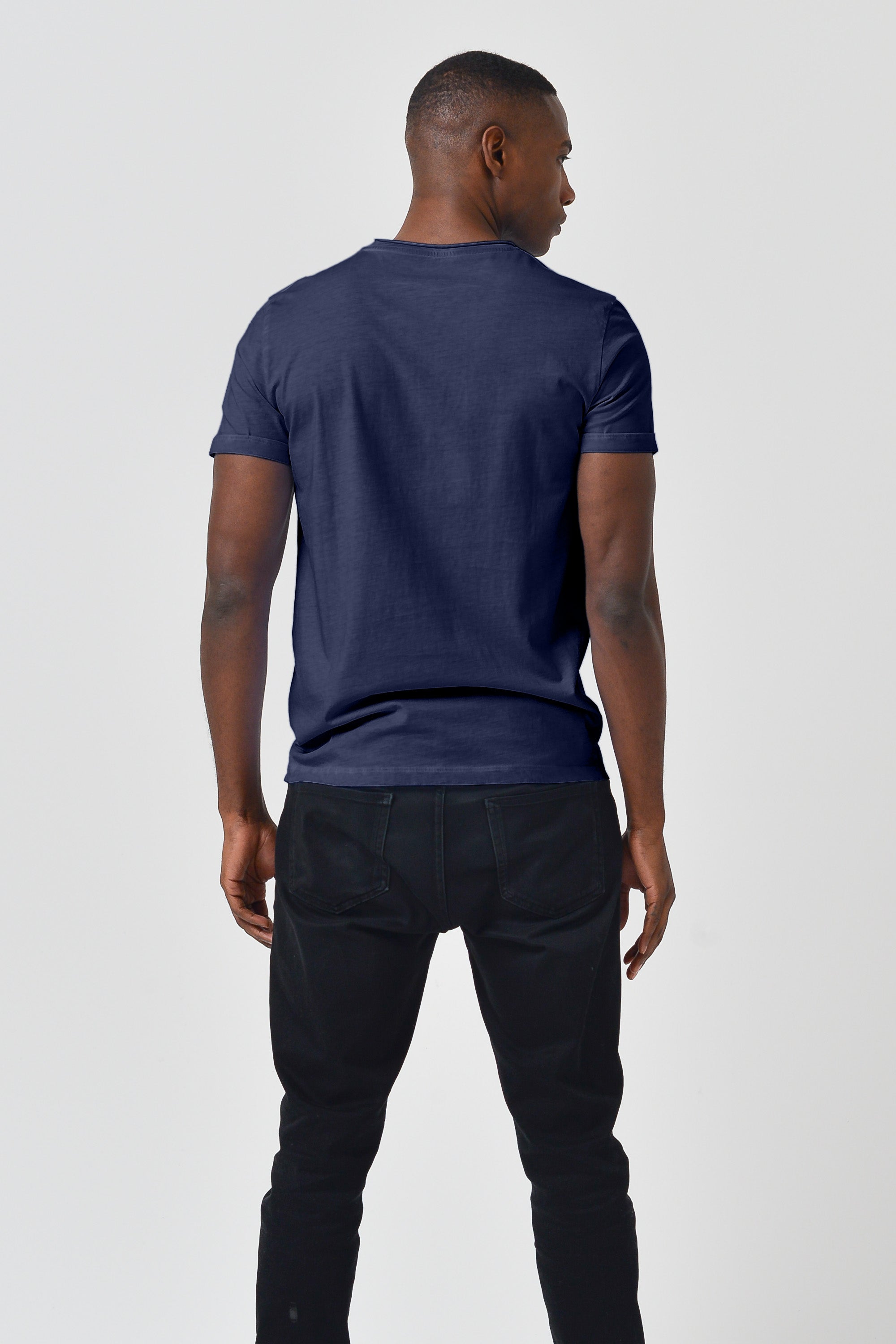 Plain Pocket Cotton T-Shirt - Navy