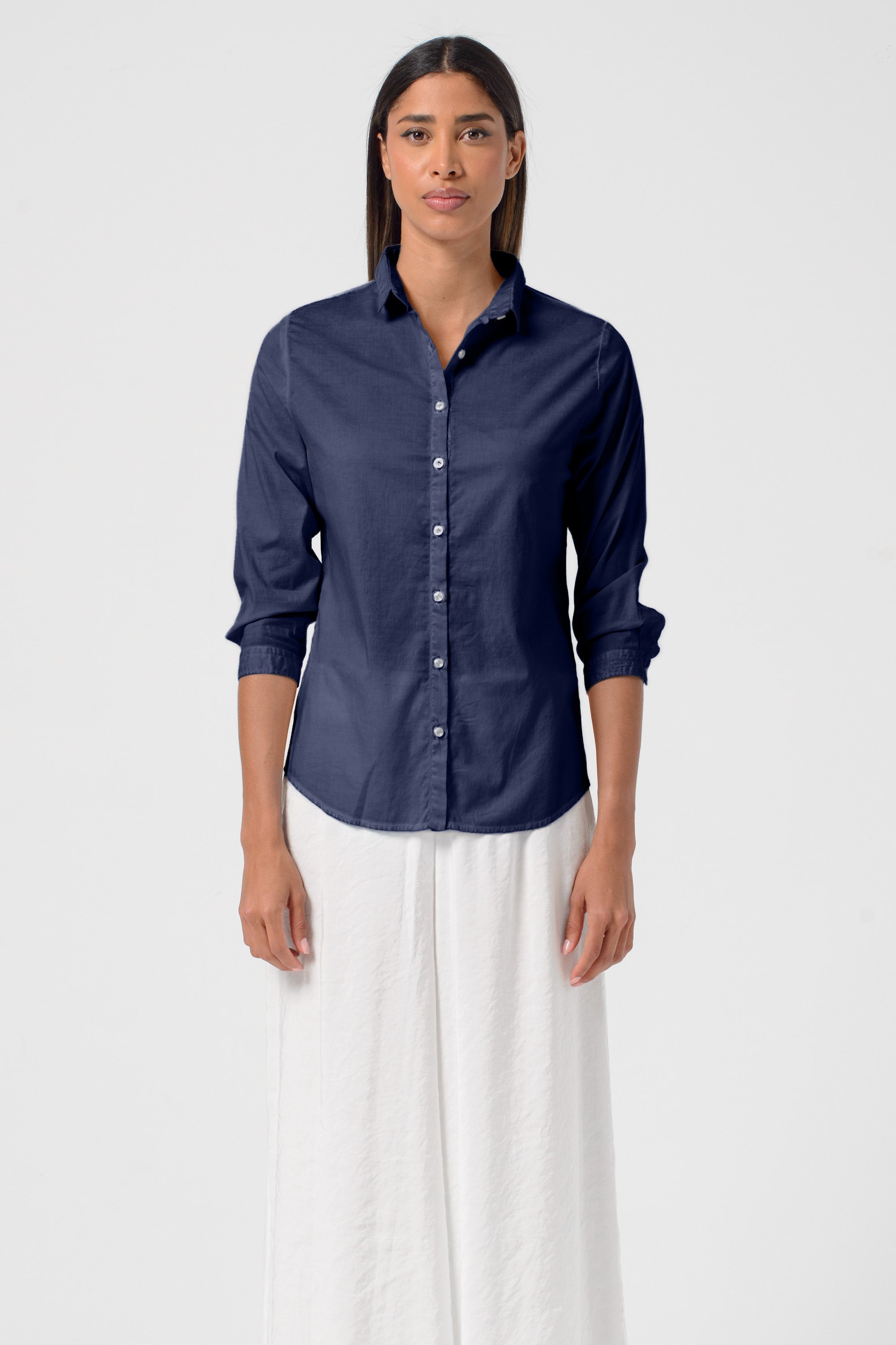Valerie Poplin Shirt - Navy