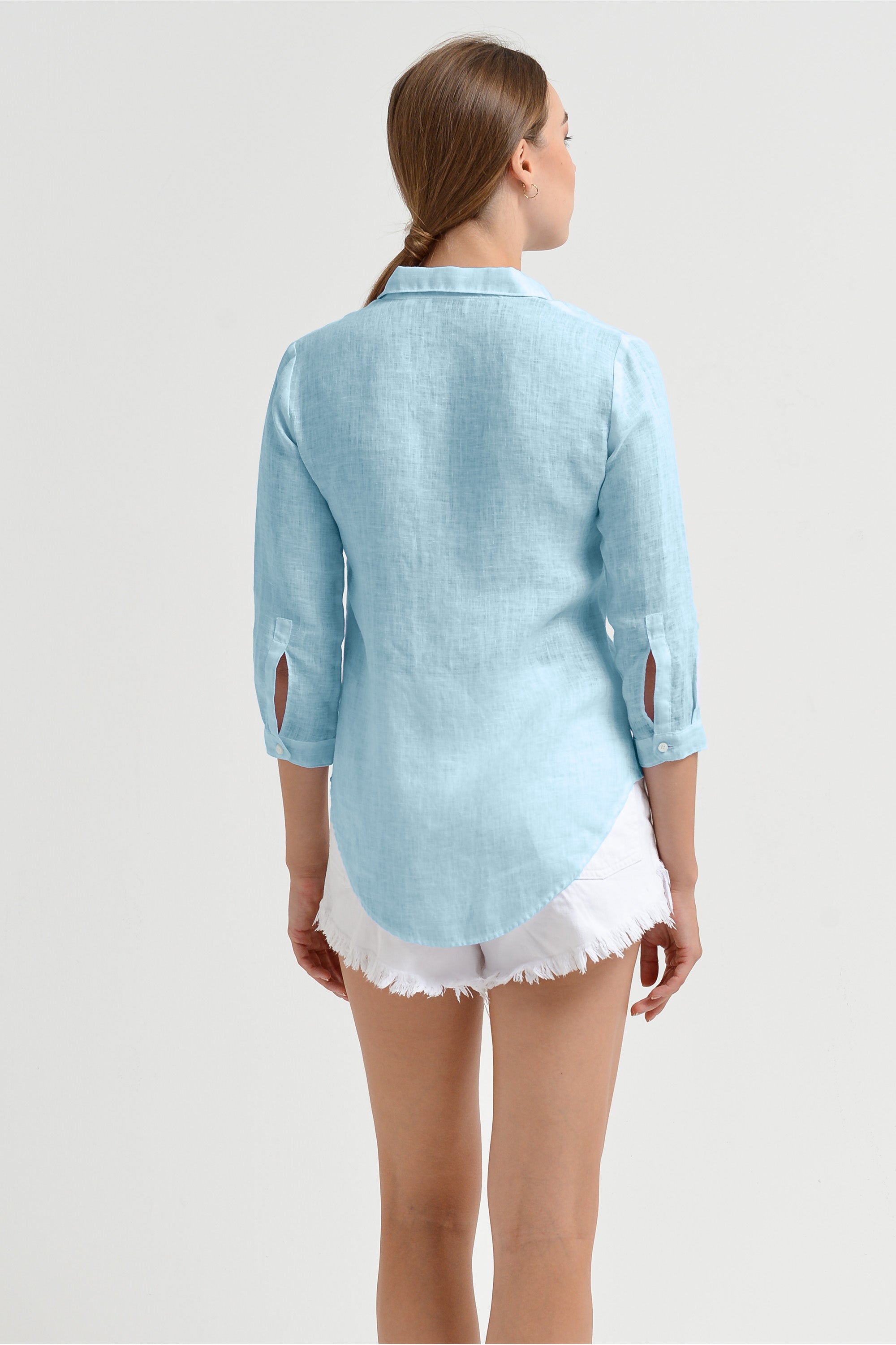 Valerie Shirt in Linen - Bora Bora