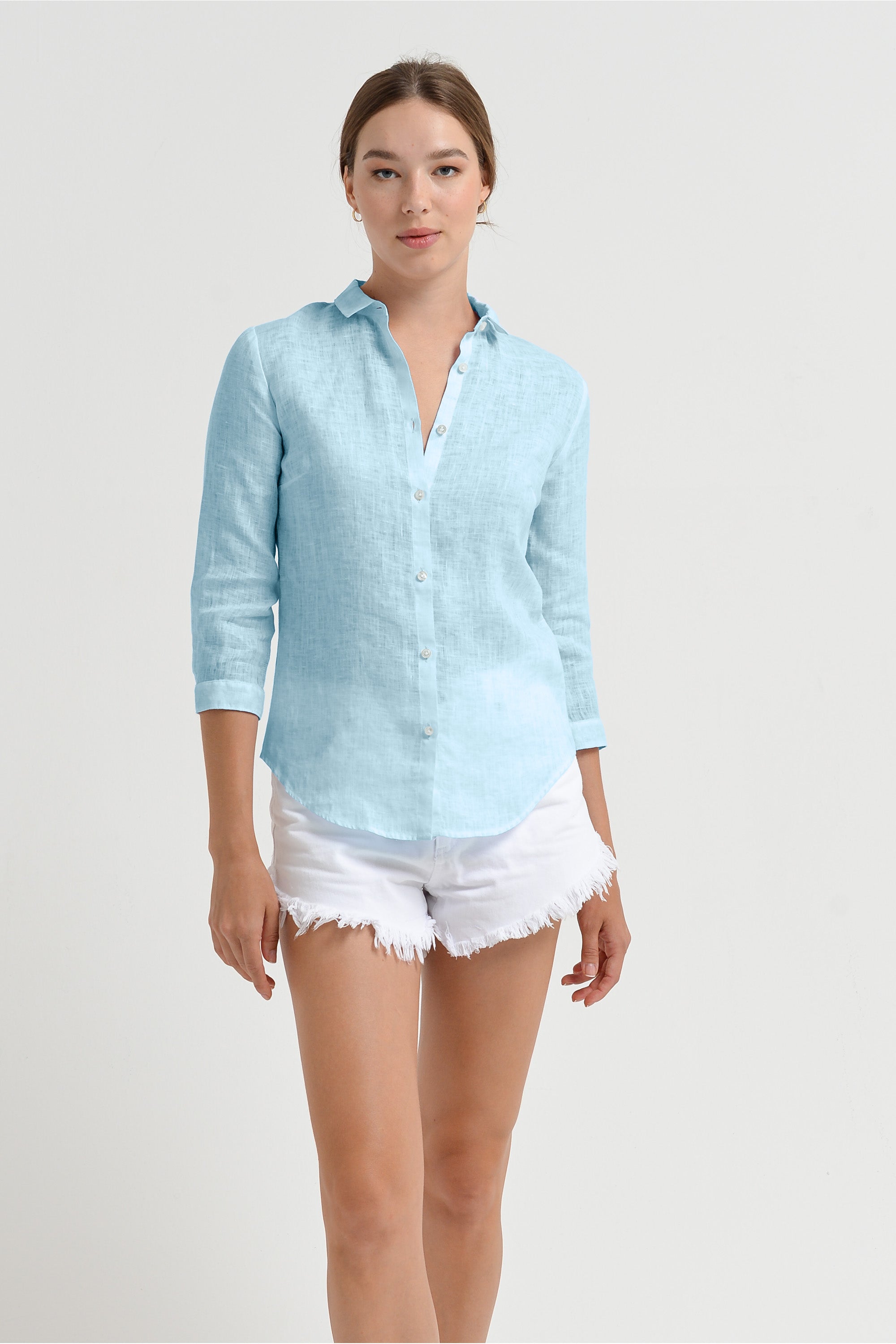 Valerie Shirt in Linen - Bora Bora