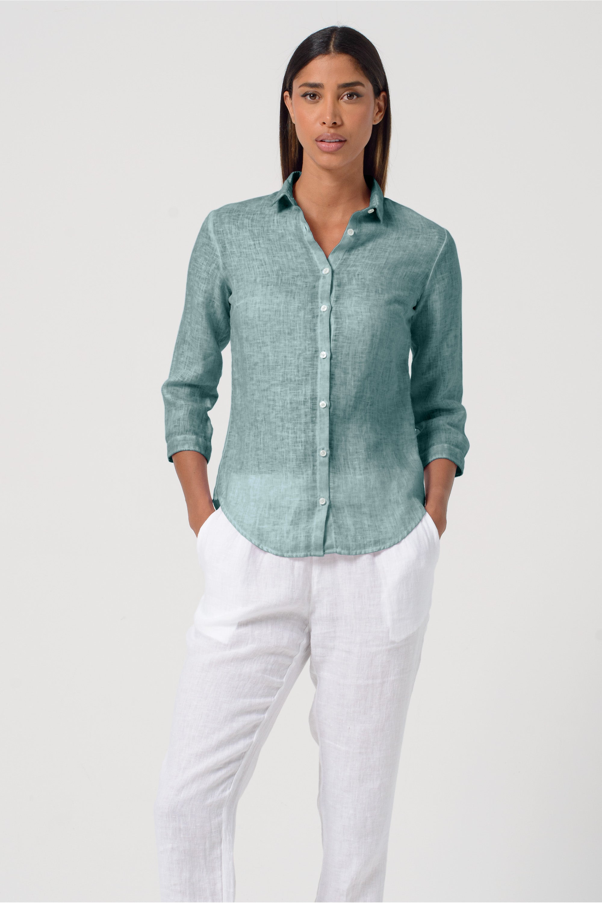 Valerie Shirt in Linen - Shark