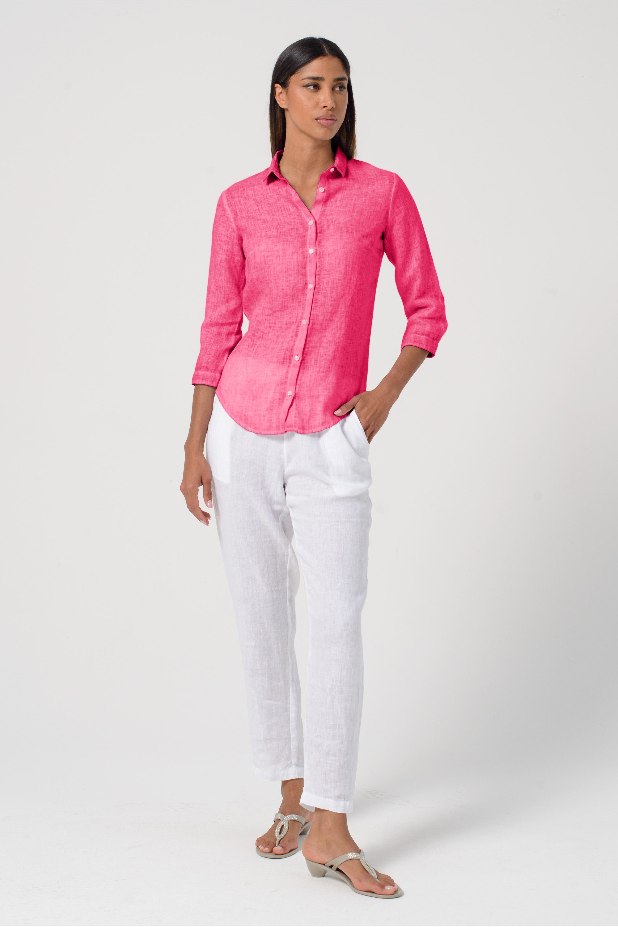 Camicia Valerie in Lino – Fragola