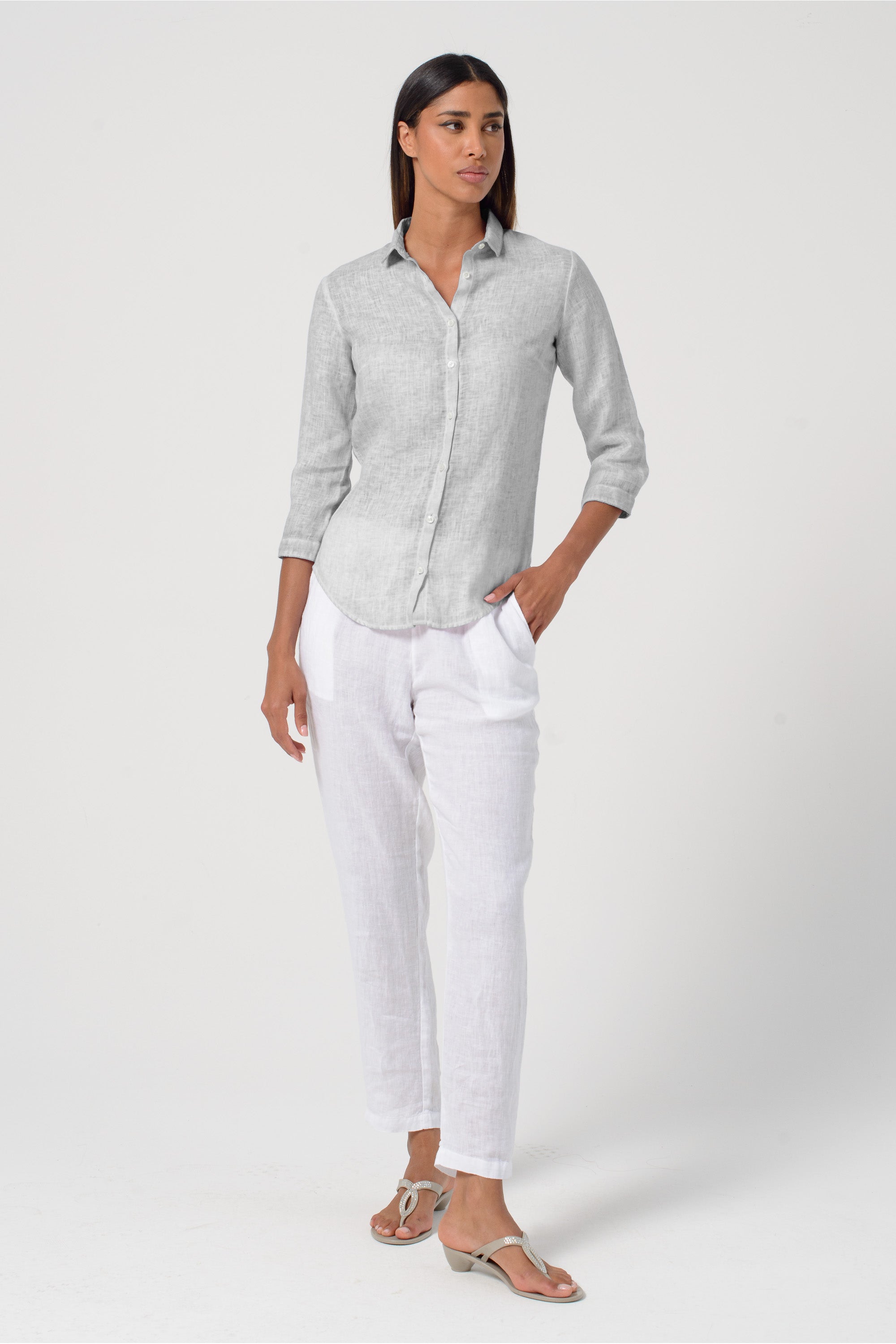 Camicia Valerie in Lino - Marmo