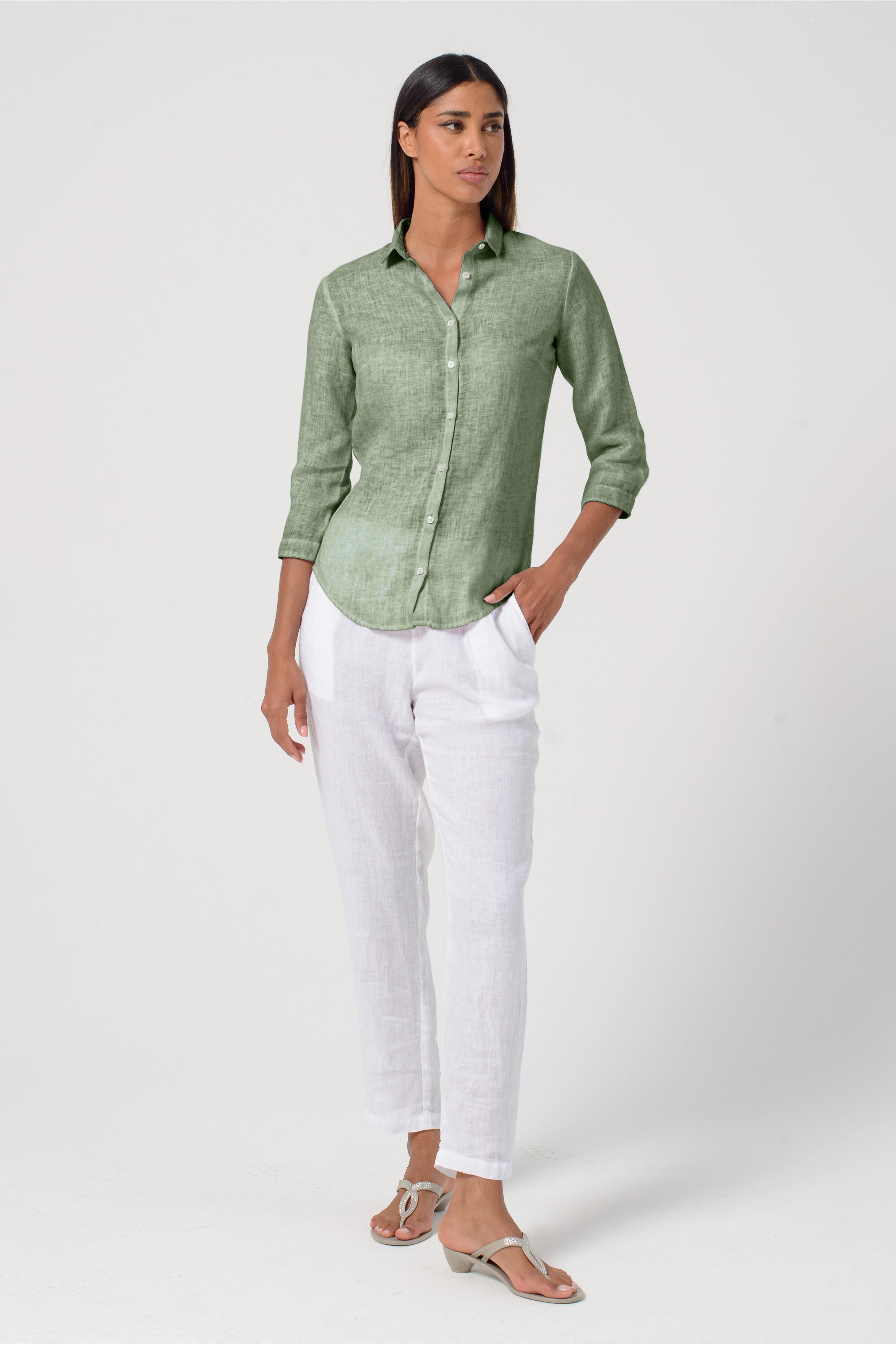 Valerie Linen Shirt - Palm