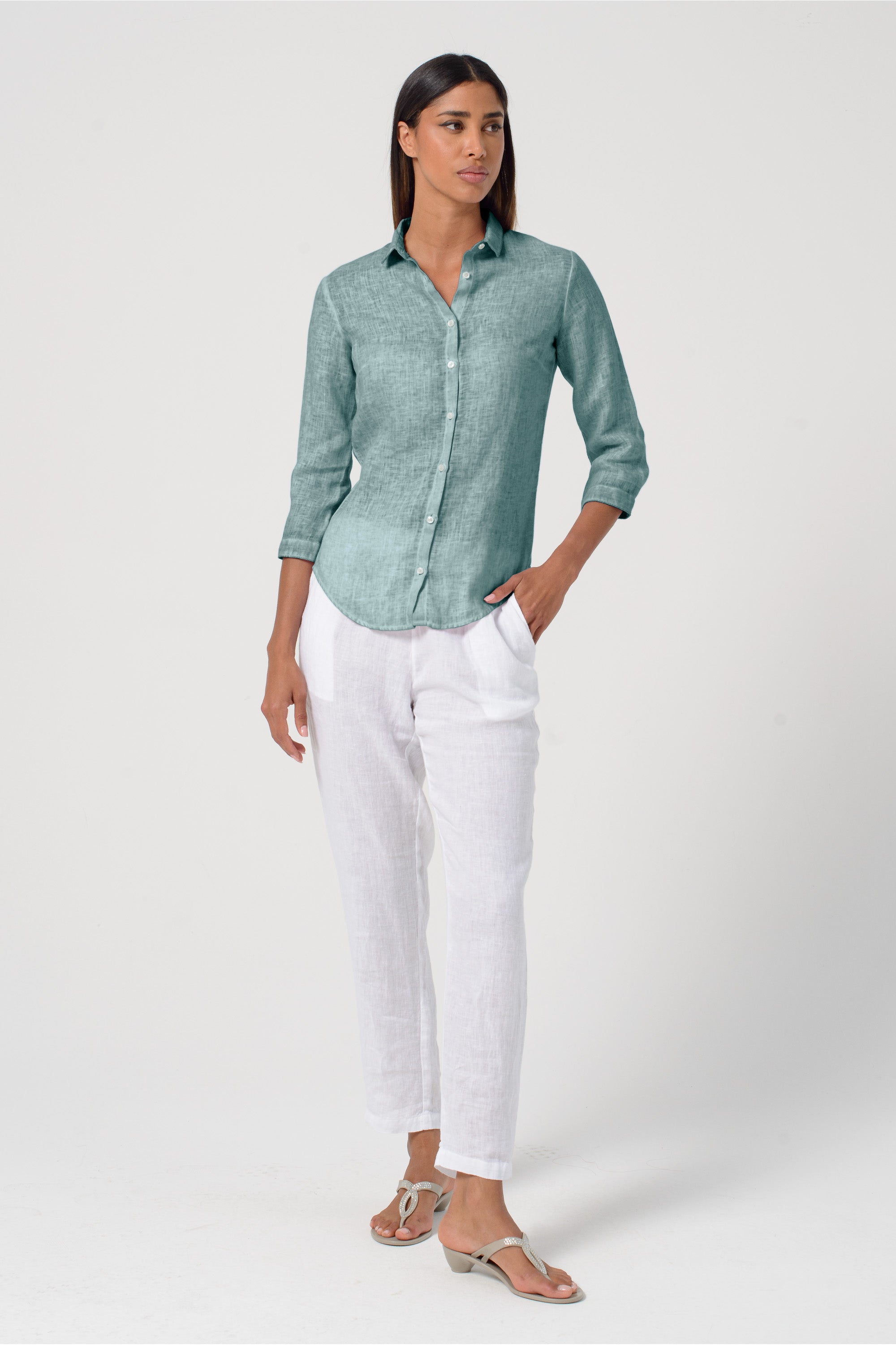 Valerie Shirt in Linen - Shark