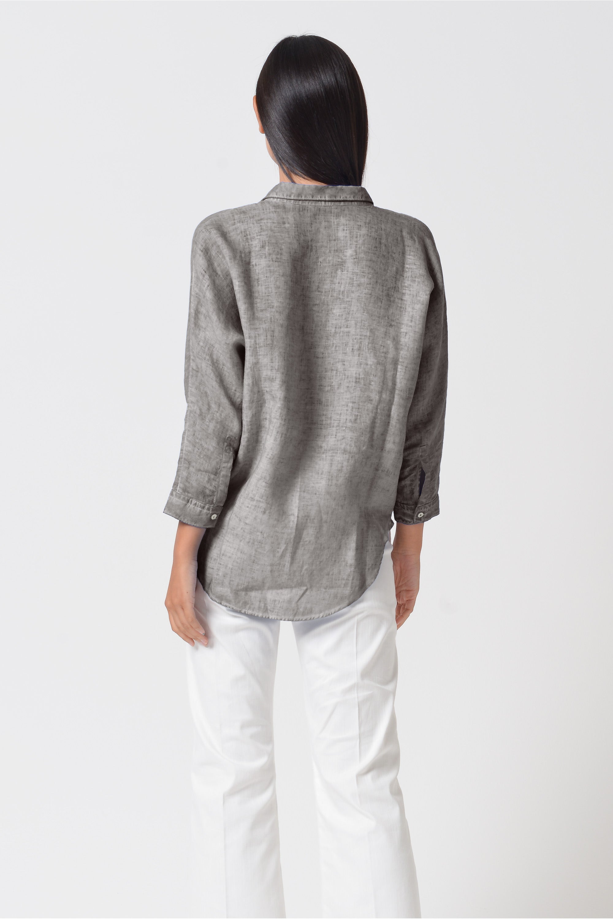 Ollie Blouse in Linen - Steel