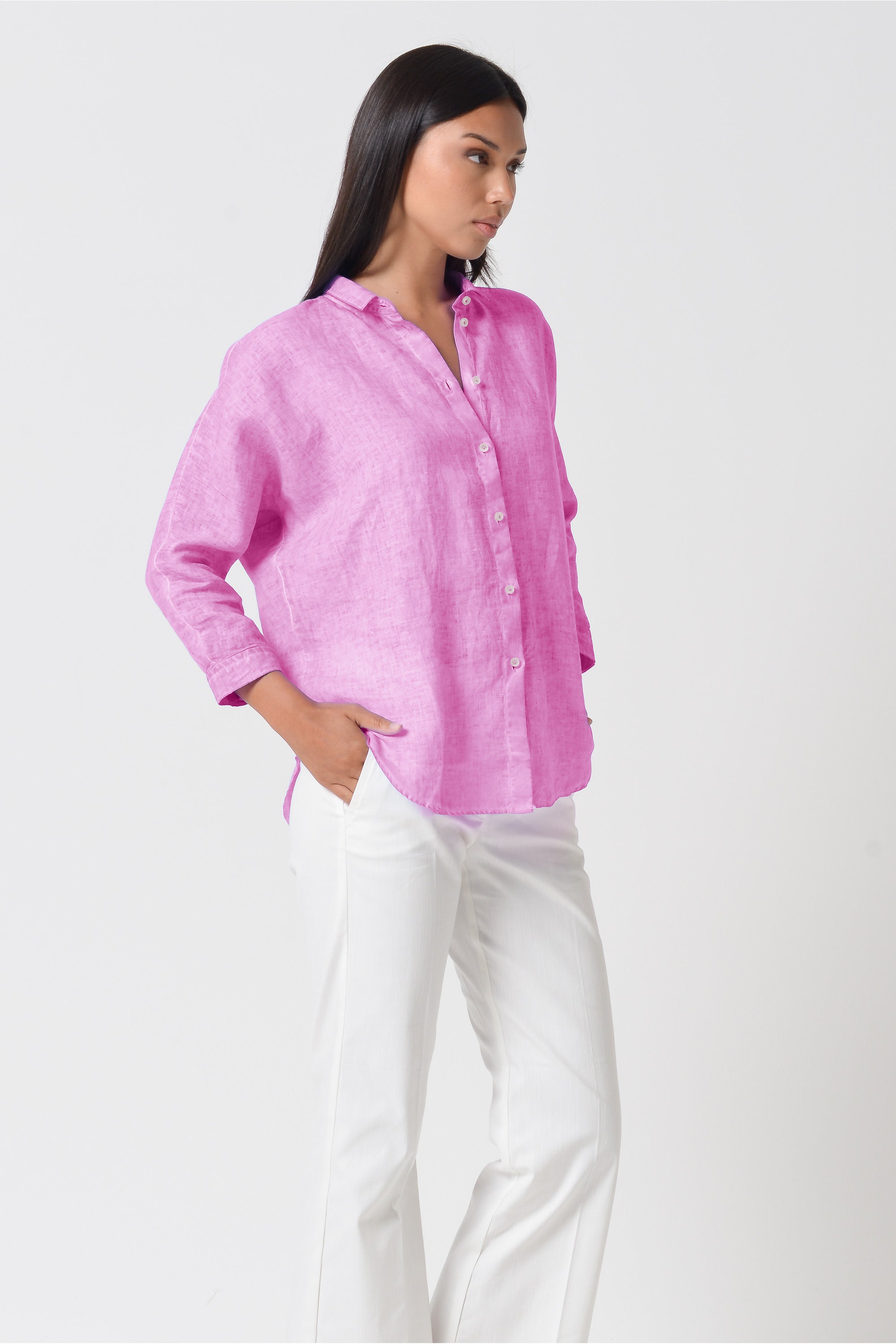 Ollie Blouse in Linen - Candy