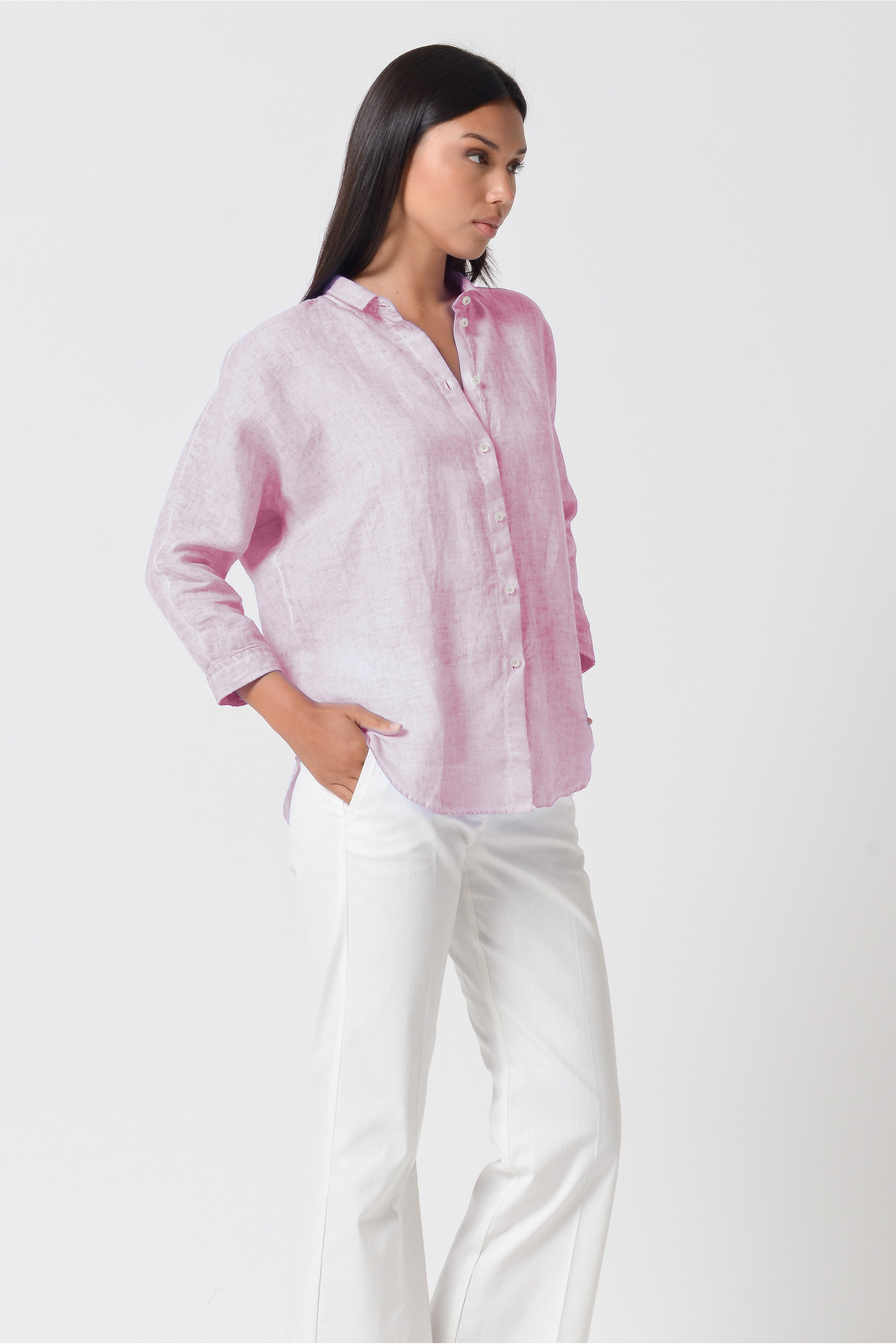 Ollie Blouse in Linen - Rose