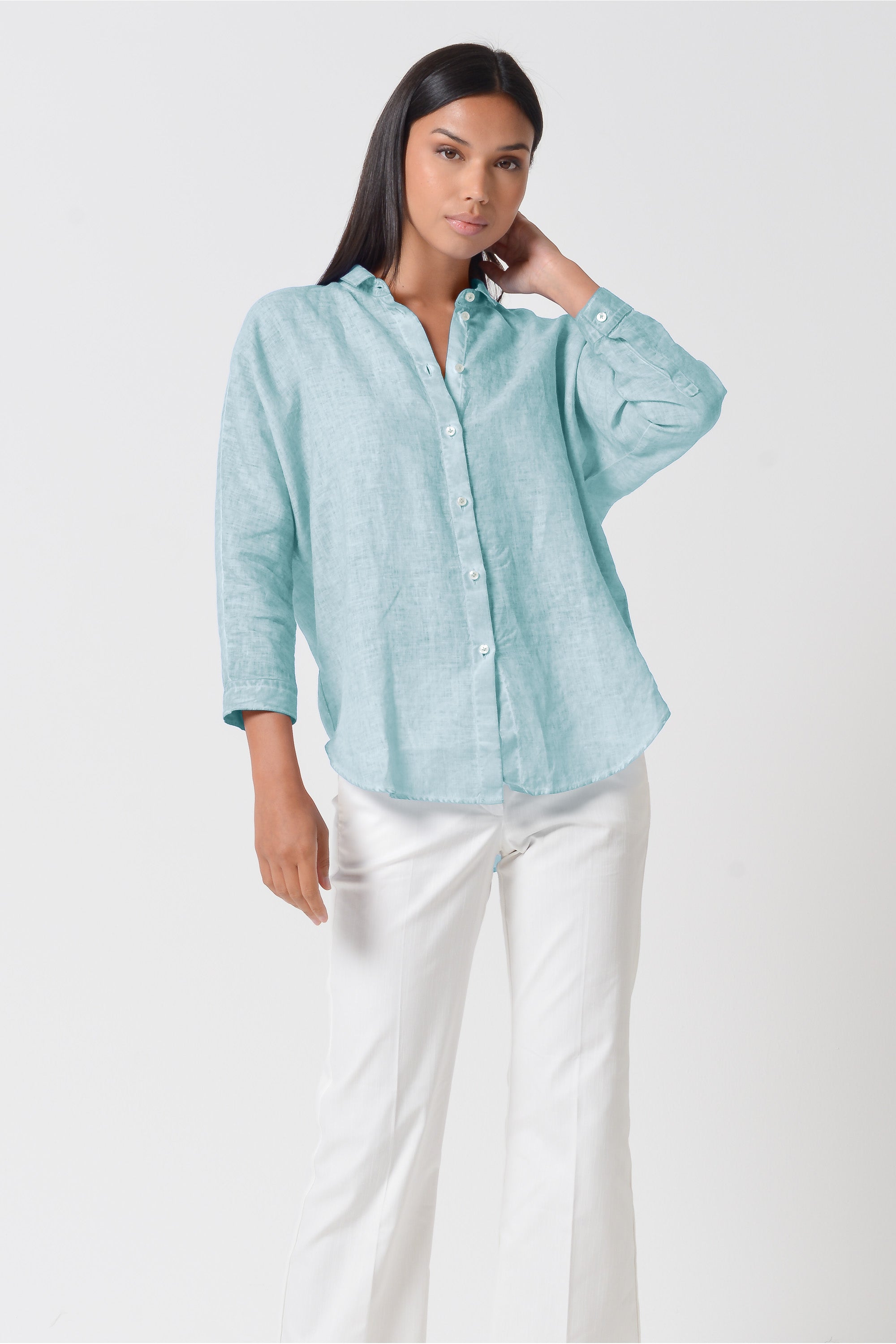 Ollie Blouse in Linen - Barbados