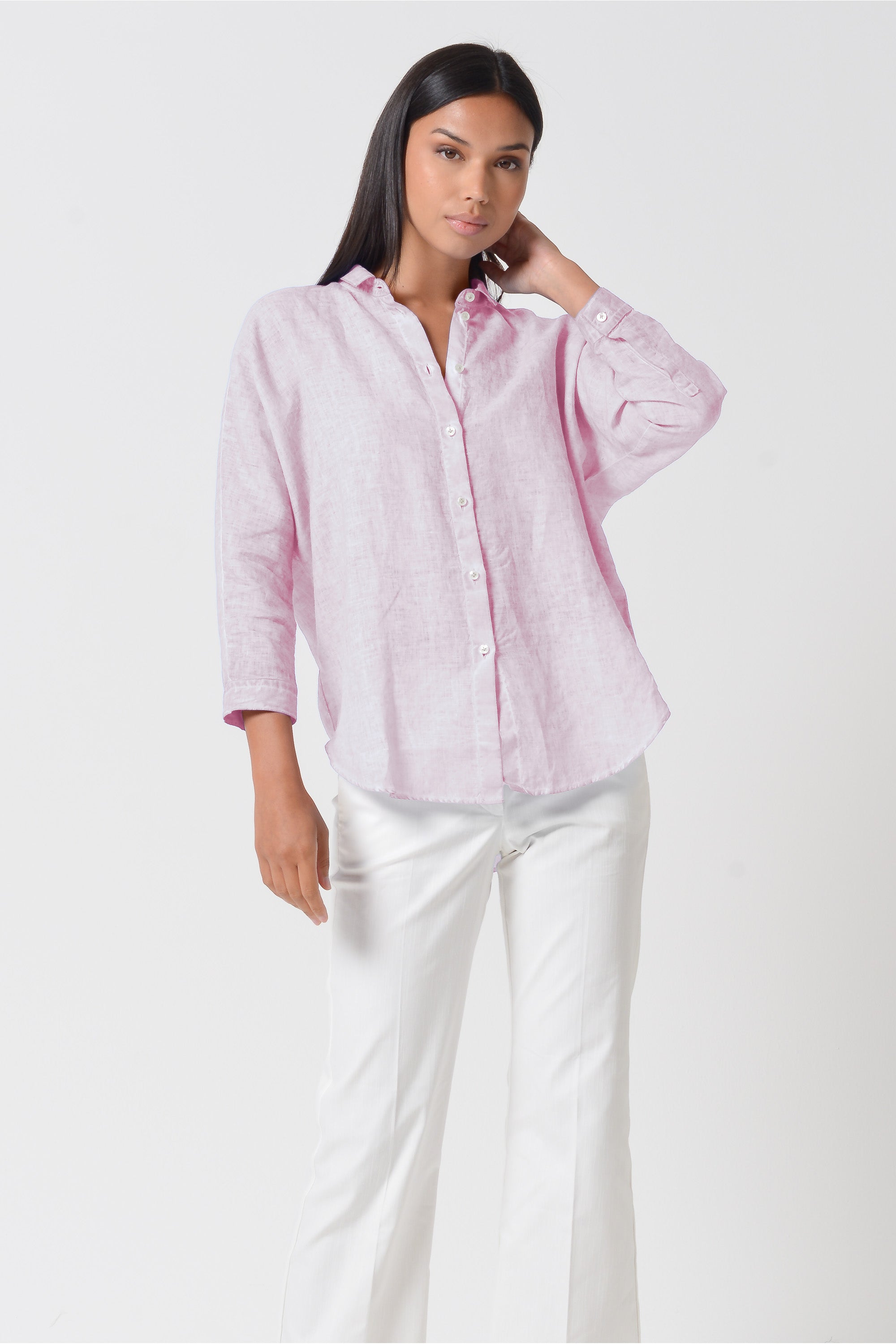 Ollie Blouse in Linen - Rose