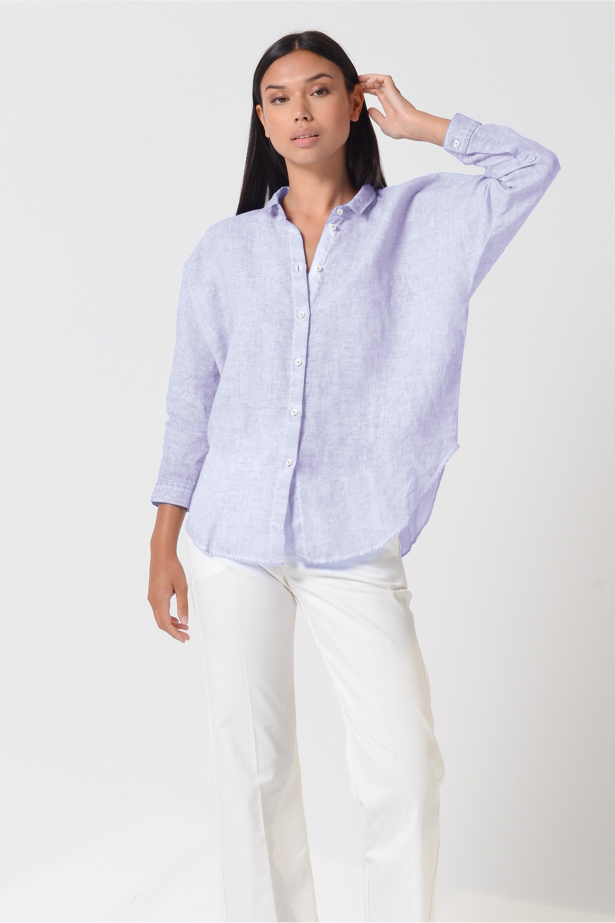 Ollie Linen Blouse - Lilac