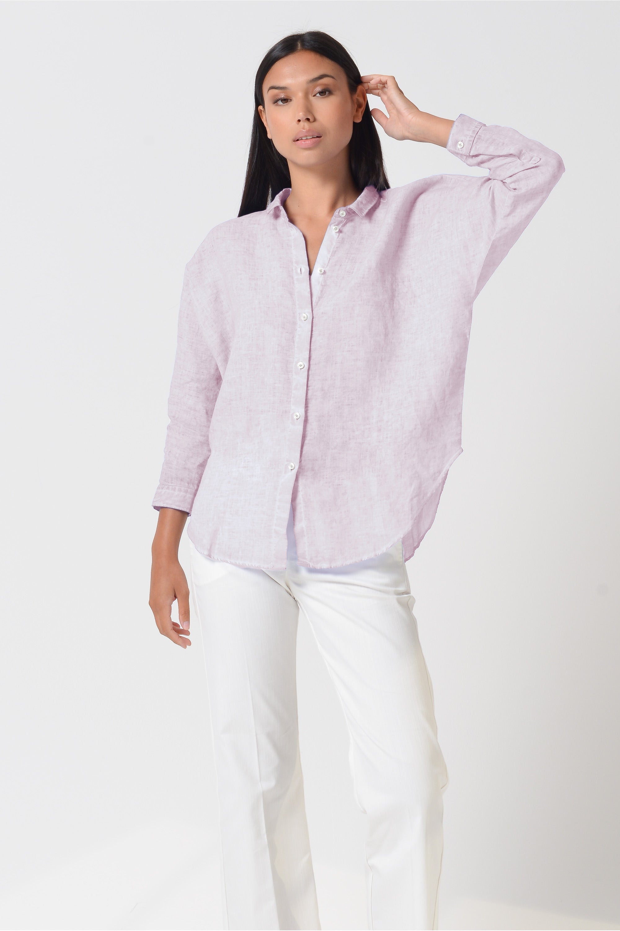 Ollie Blouse in Linen - Rose