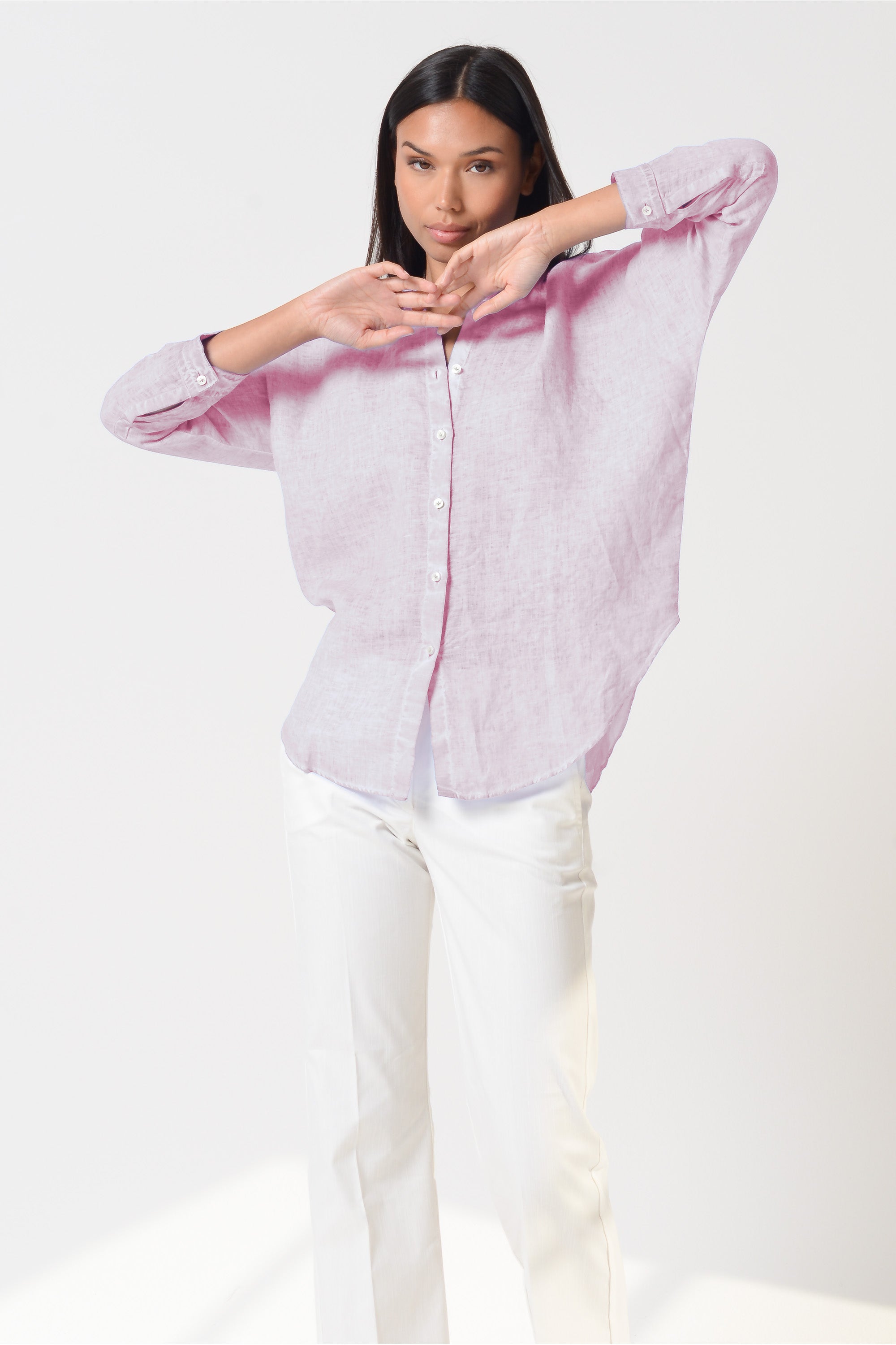Ollie Blouse in Linen - Rose