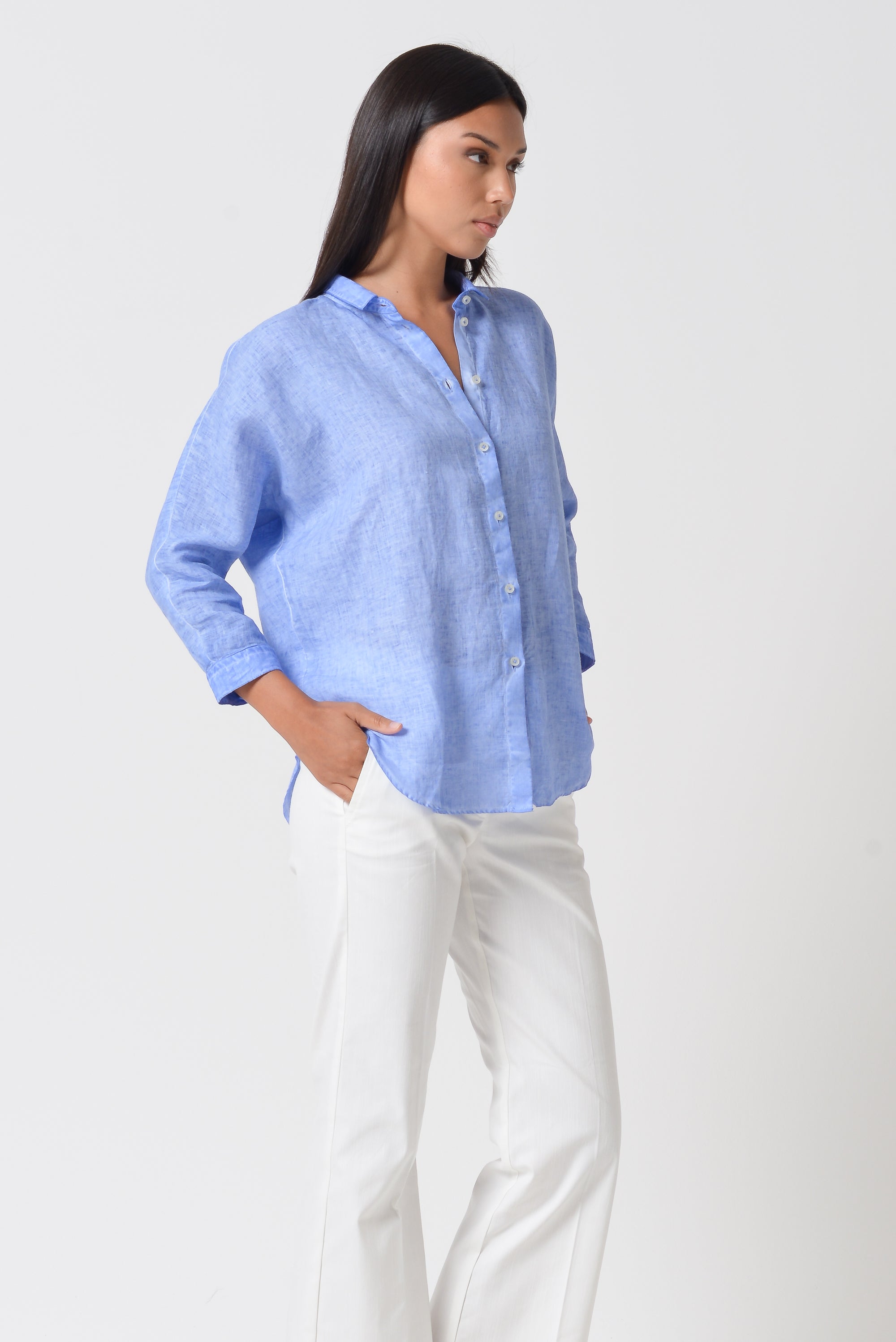 Ollie Blouse in Linen - Bay