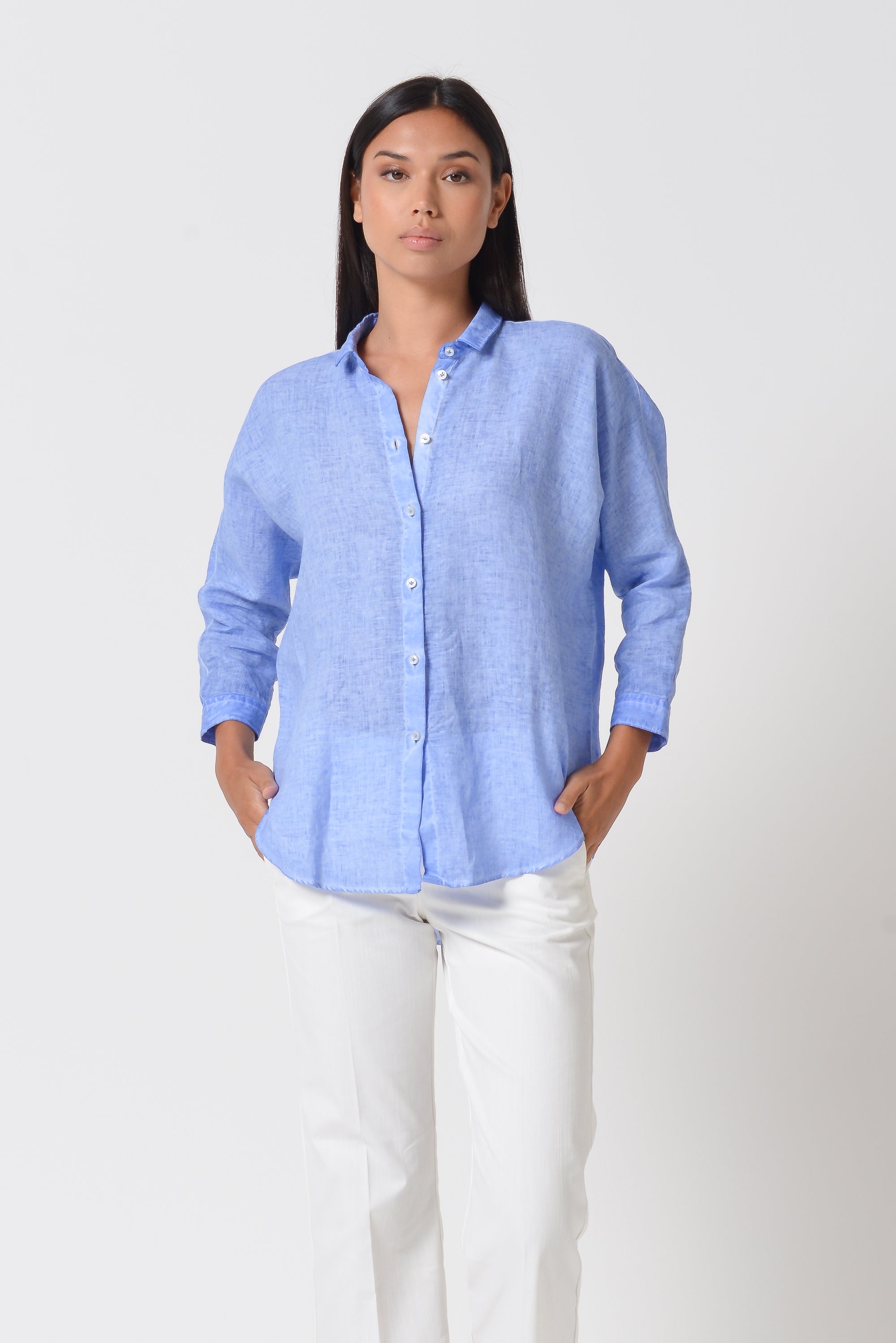 Ollie Blouse in Linen - Bay