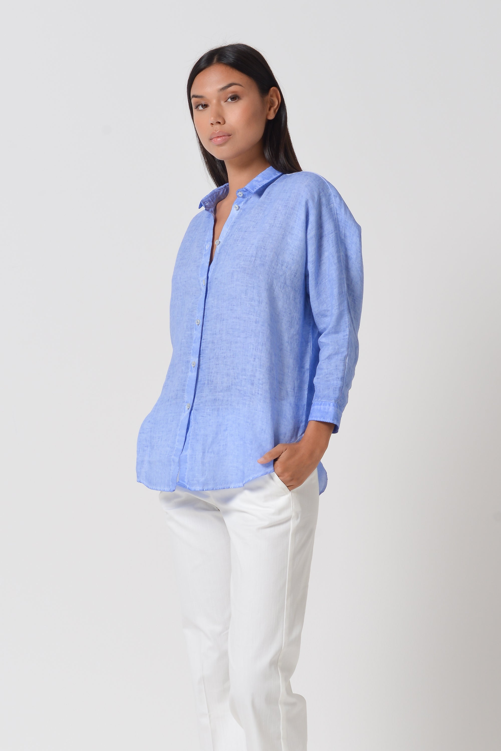 Ollie Blouse in Linen - Bay