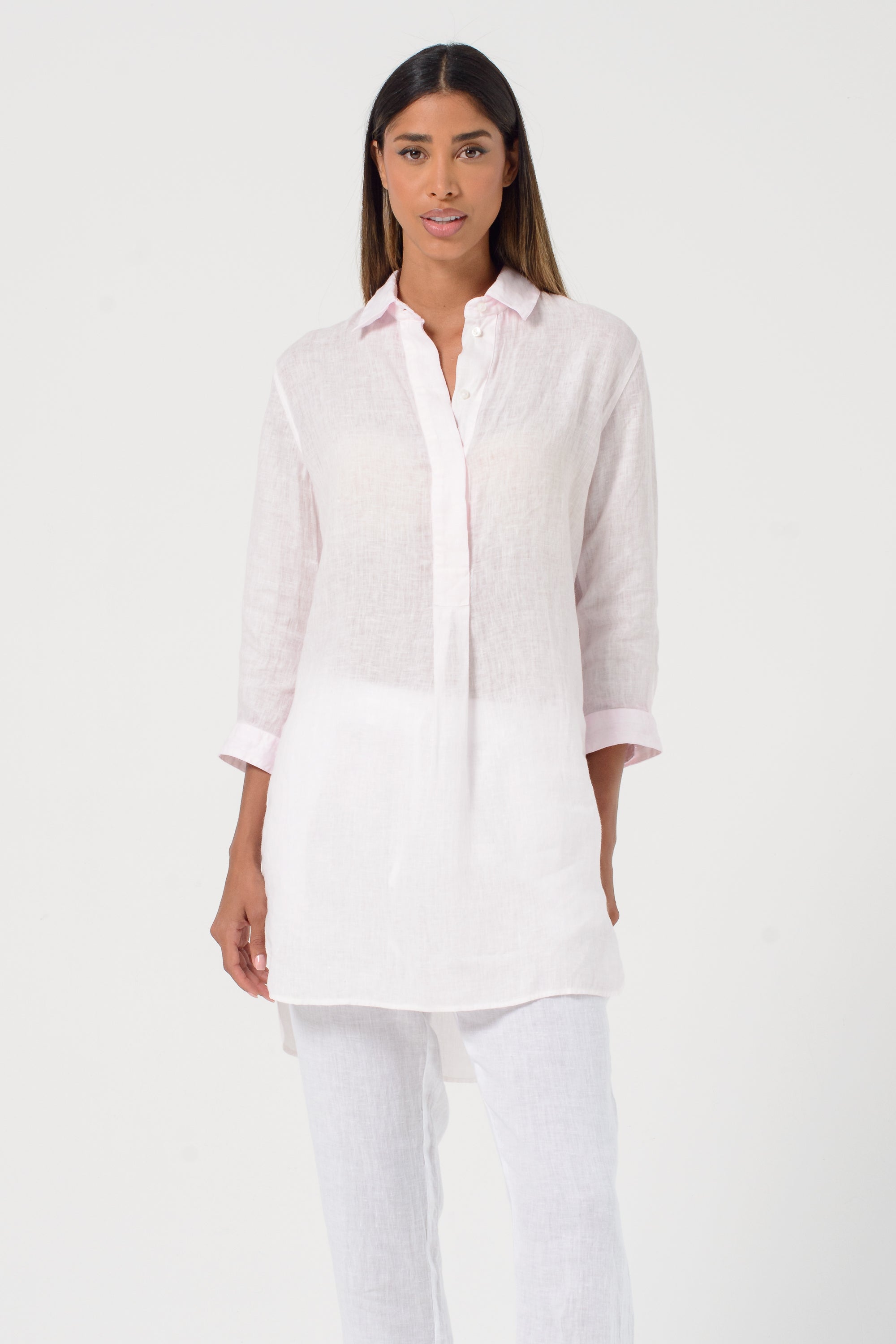 Mini Linen Shirtdress - Rose