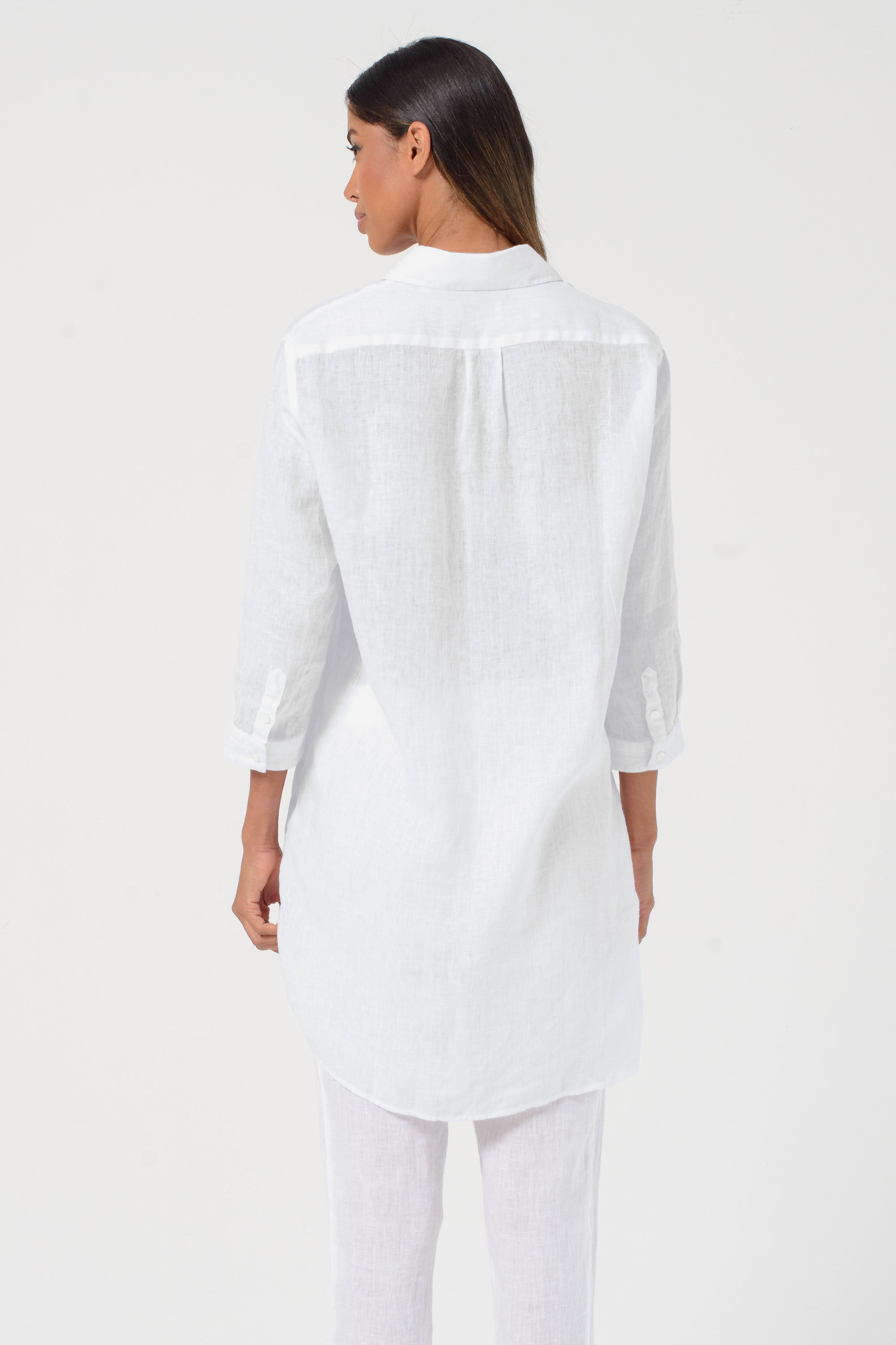 Mini Linen Shirtdress - White