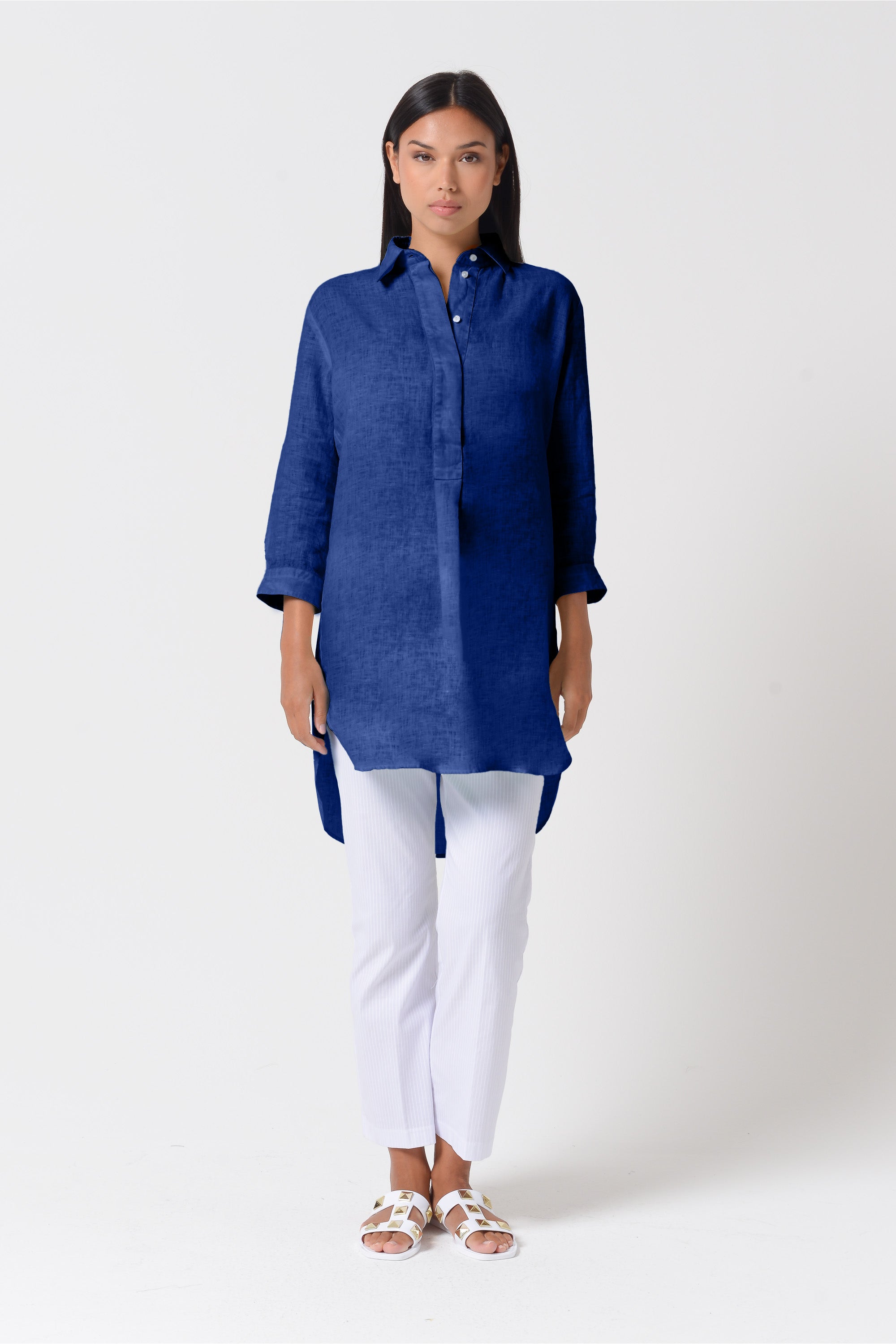Mini Linen Shirtdress - Royal