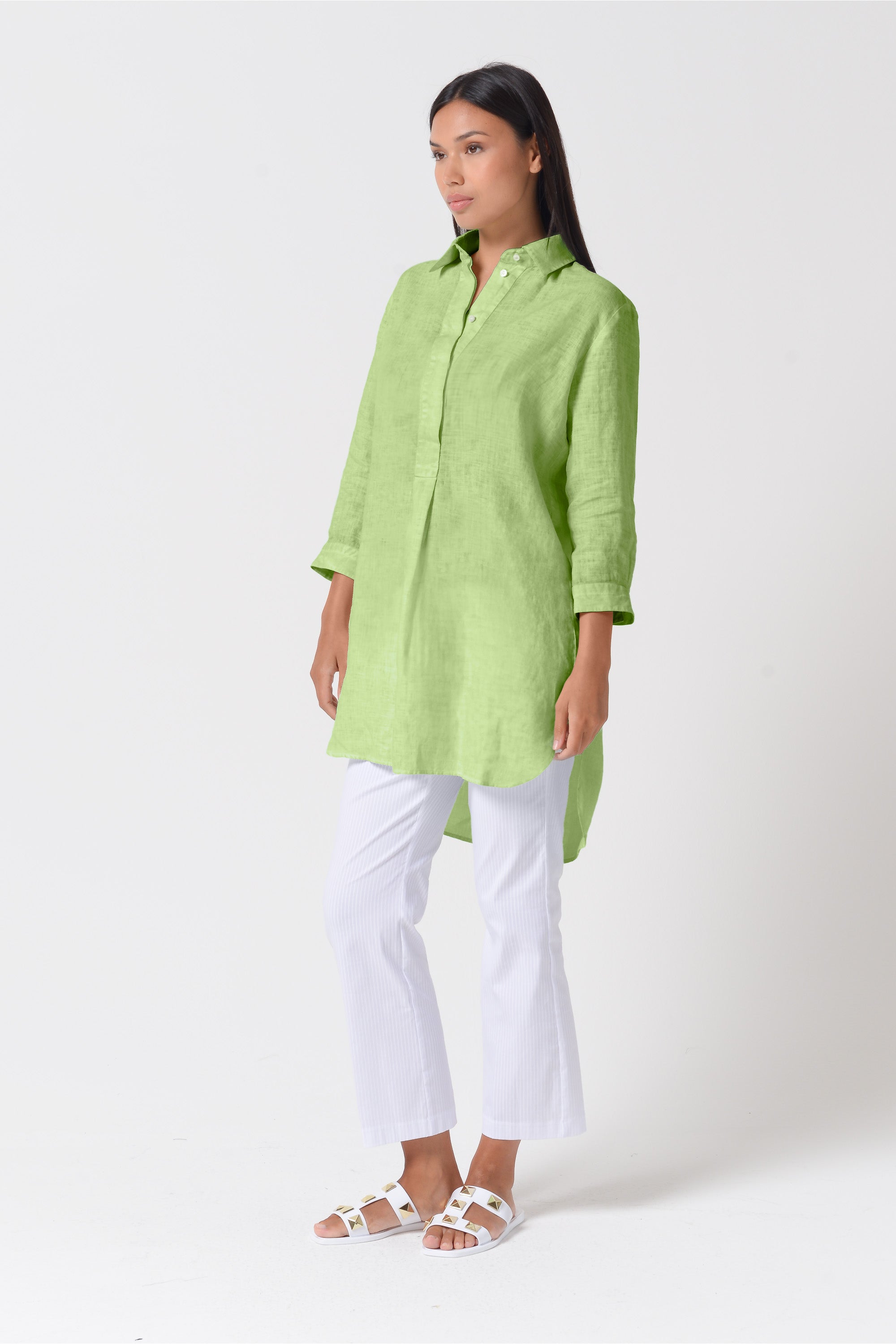 Mini Linen Shirtdress - Kiwi