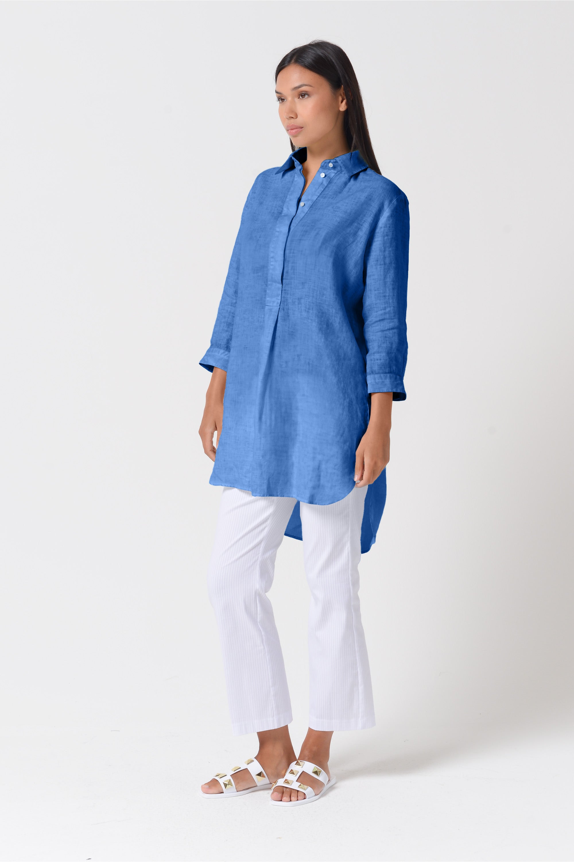 Mini Linen Shirtdress - Oceano