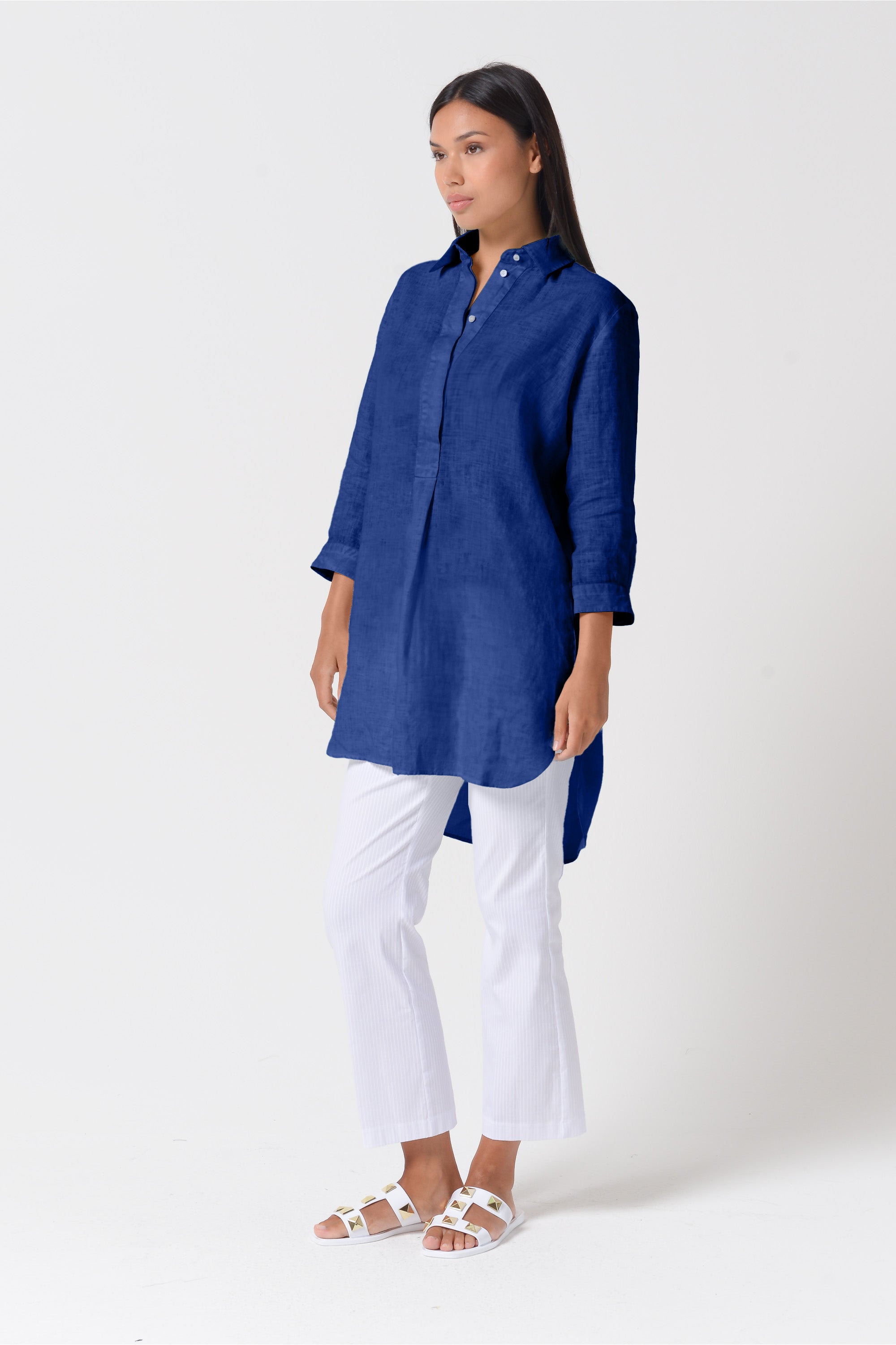 Mini Linen Shirtdress - Royal