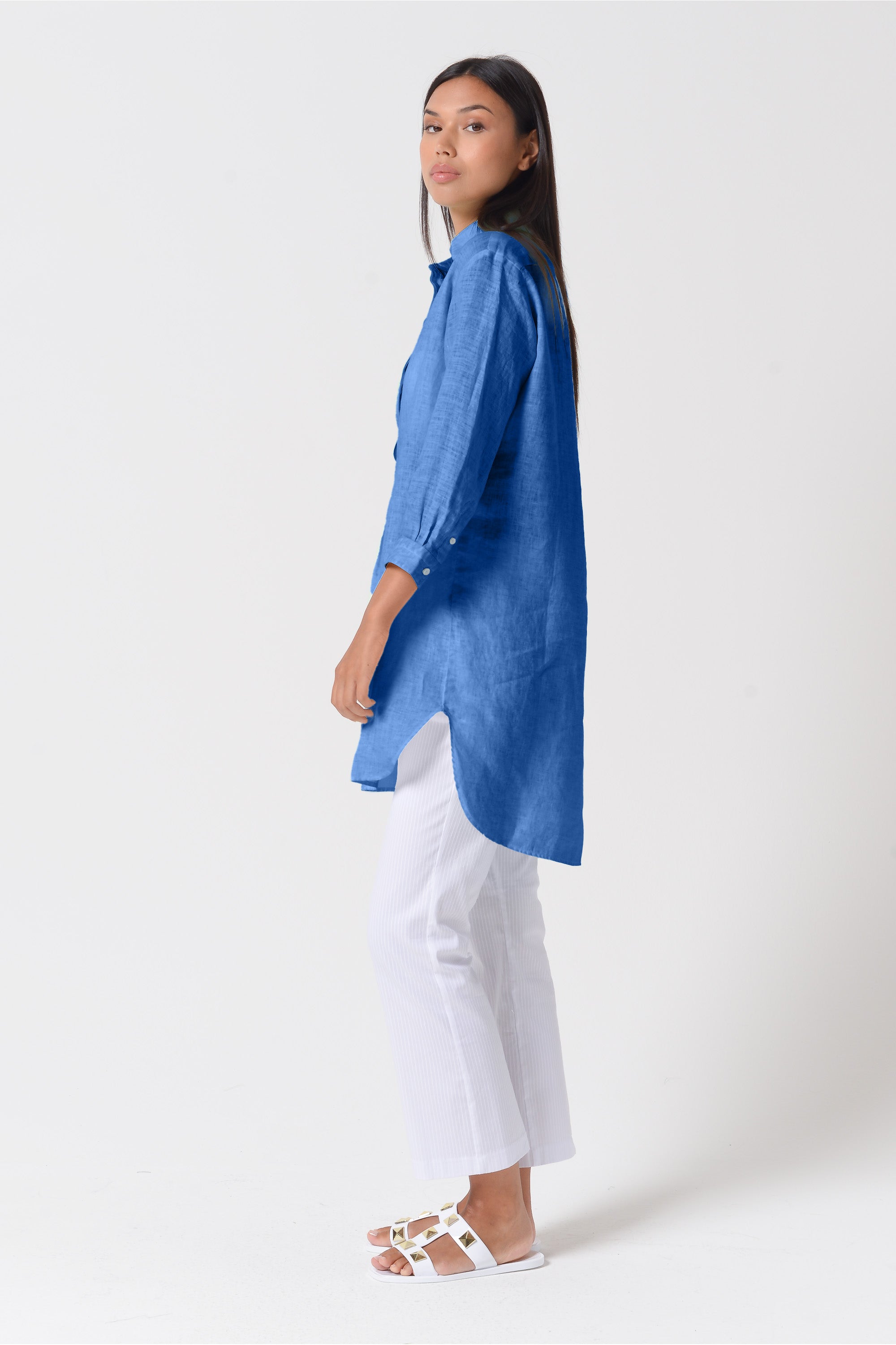 Mini Linen Shirtdress - Oceano